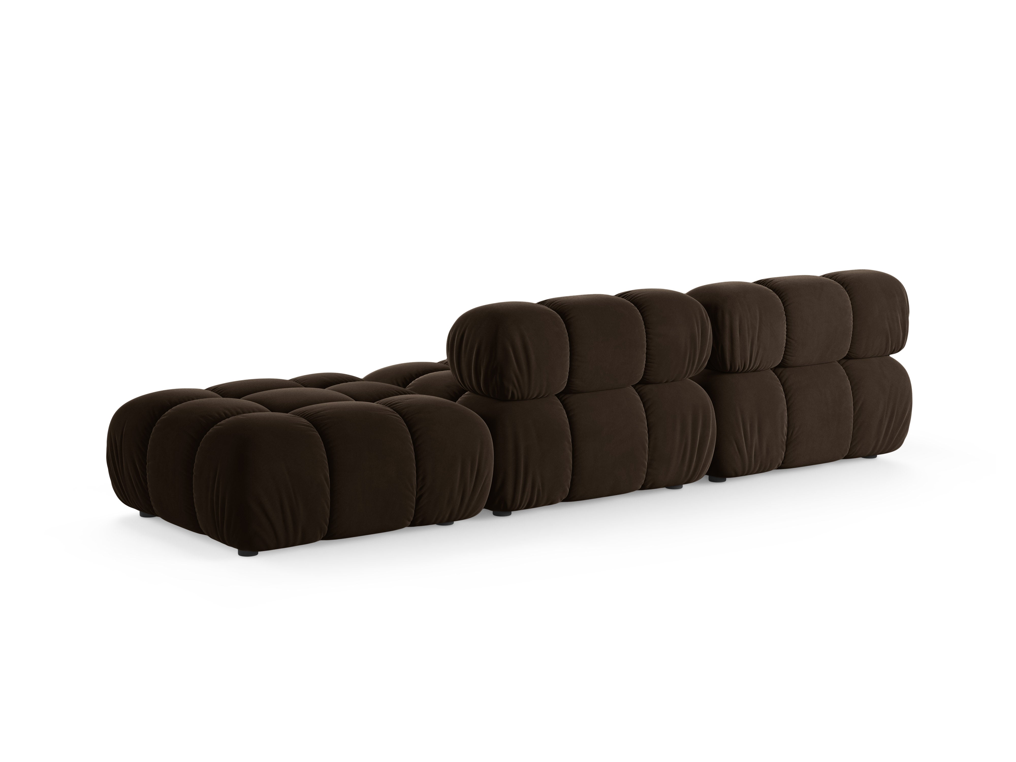 Sofa modułowa aksamitna otwarta prawostronna BELLIS czekoladowy