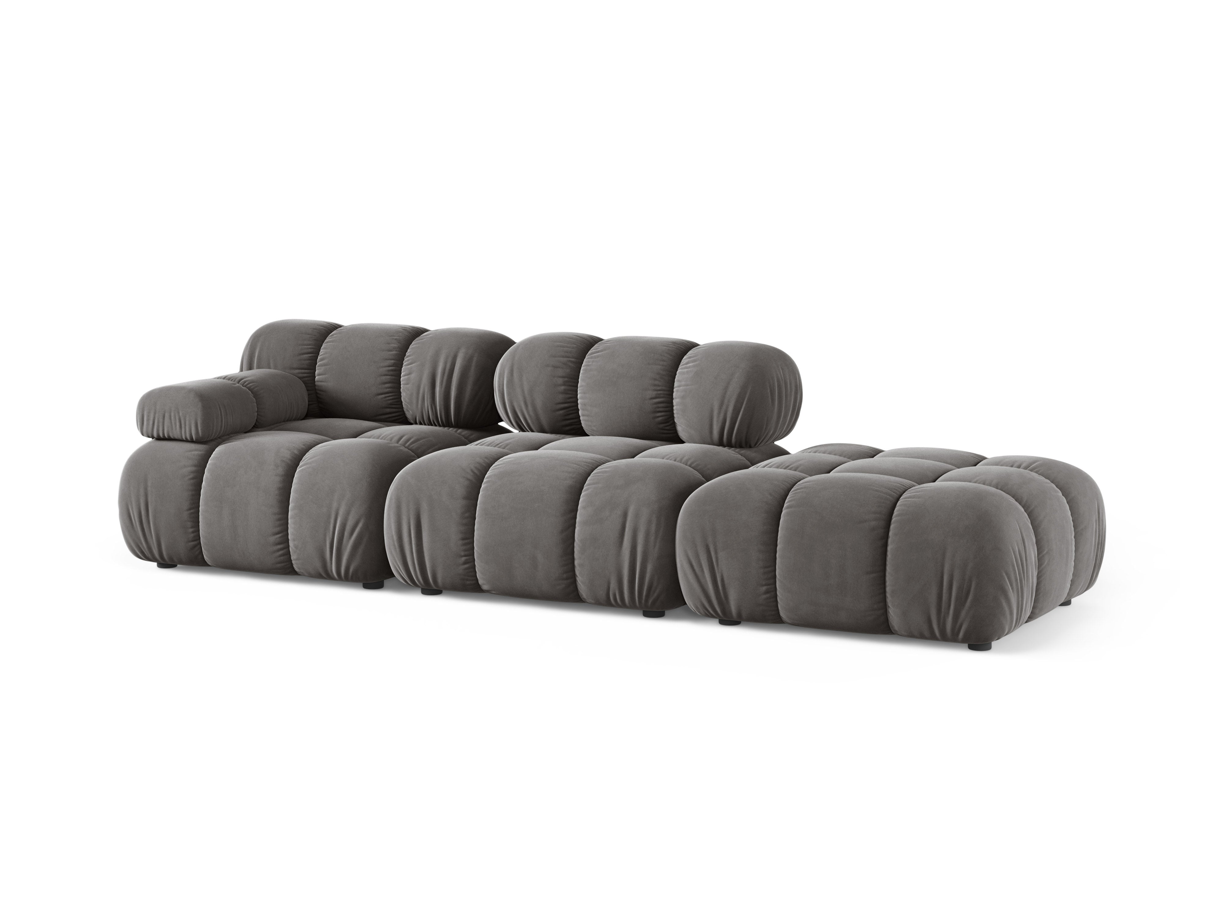Sofa modułowa aksamitna otwarta prawostronna BELLIS szary