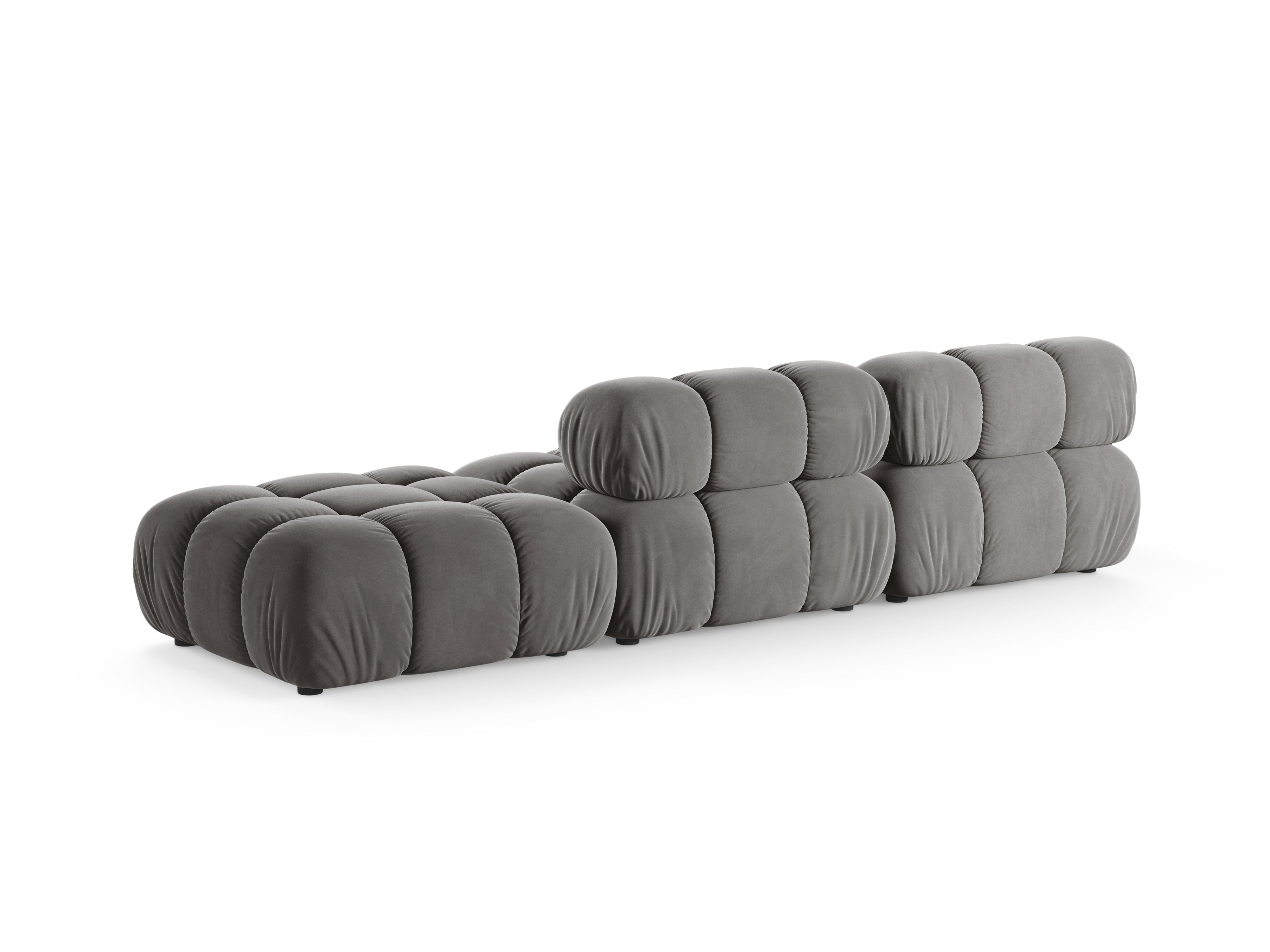 Sofa modułowa aksamitna otwarta prawostronna BELLIS szary