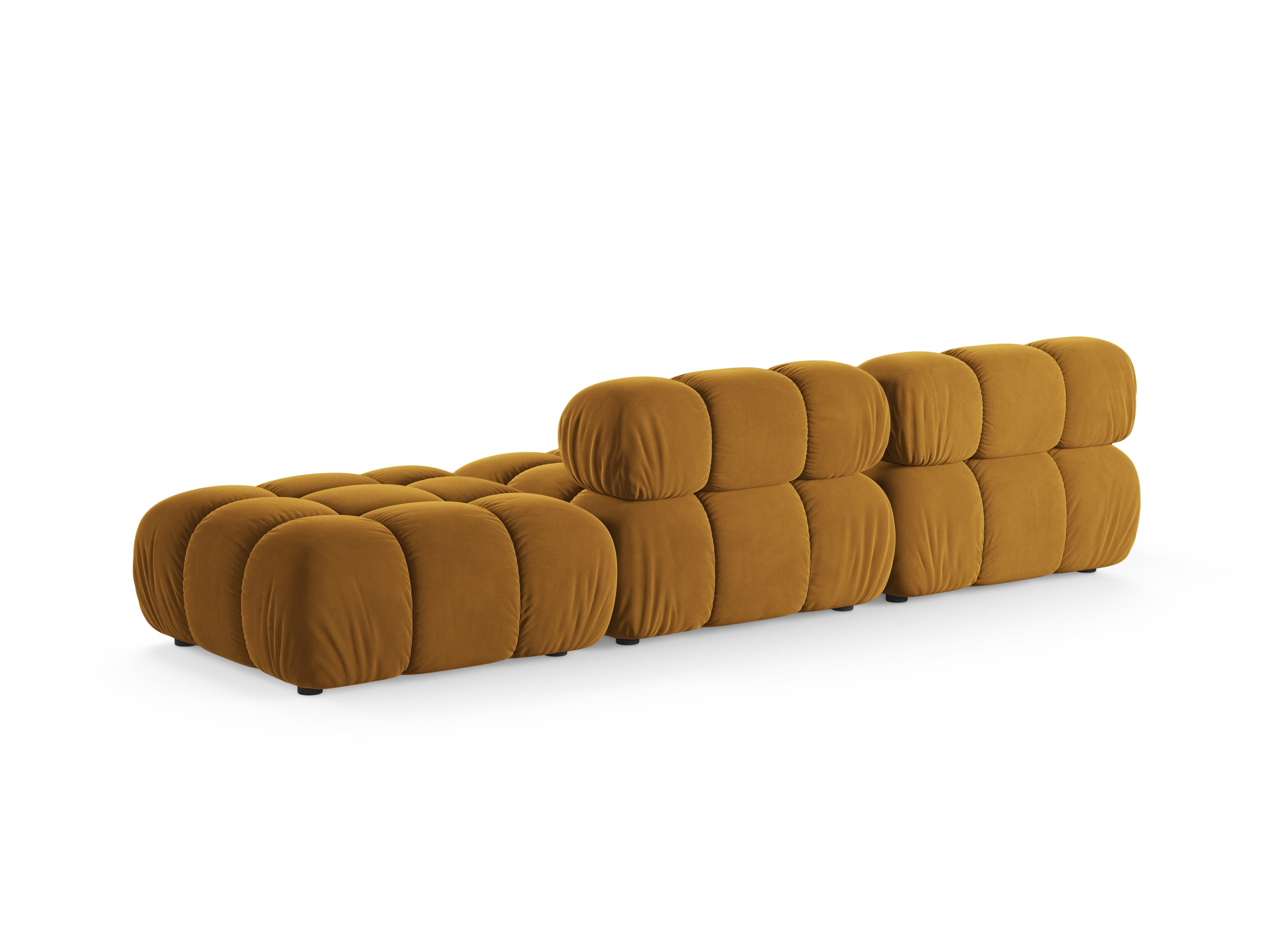 Sofa modułowa aksamitna otwarta prawostronna BELLIS musztardowy
