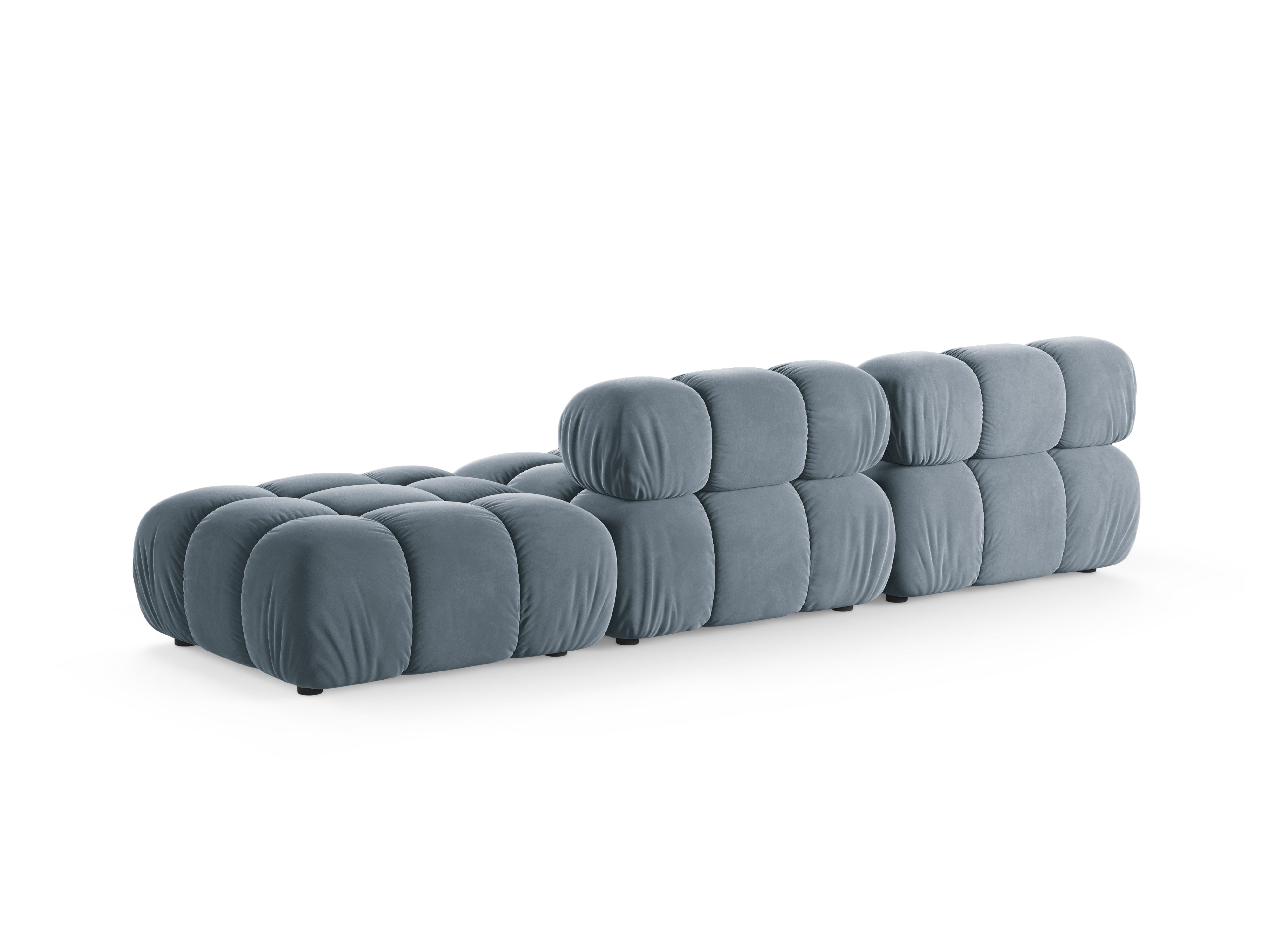 Sofa modułowa aksamitna otwarta prawostronna BELLIS niebieski