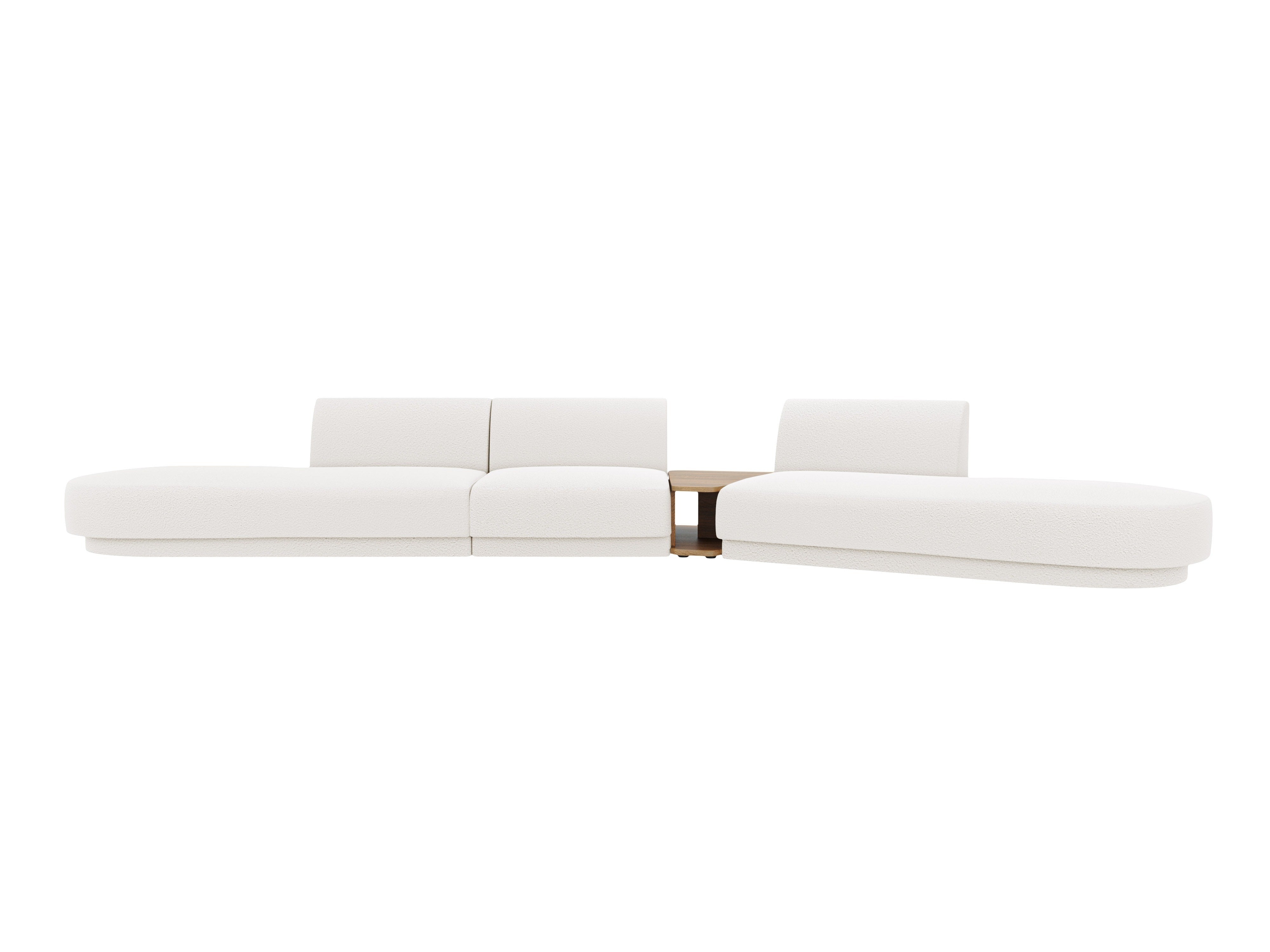 Modulares Sofa mit Tisch, 5-Sitzer MILEY, weißes Boucle, rechtsseitig