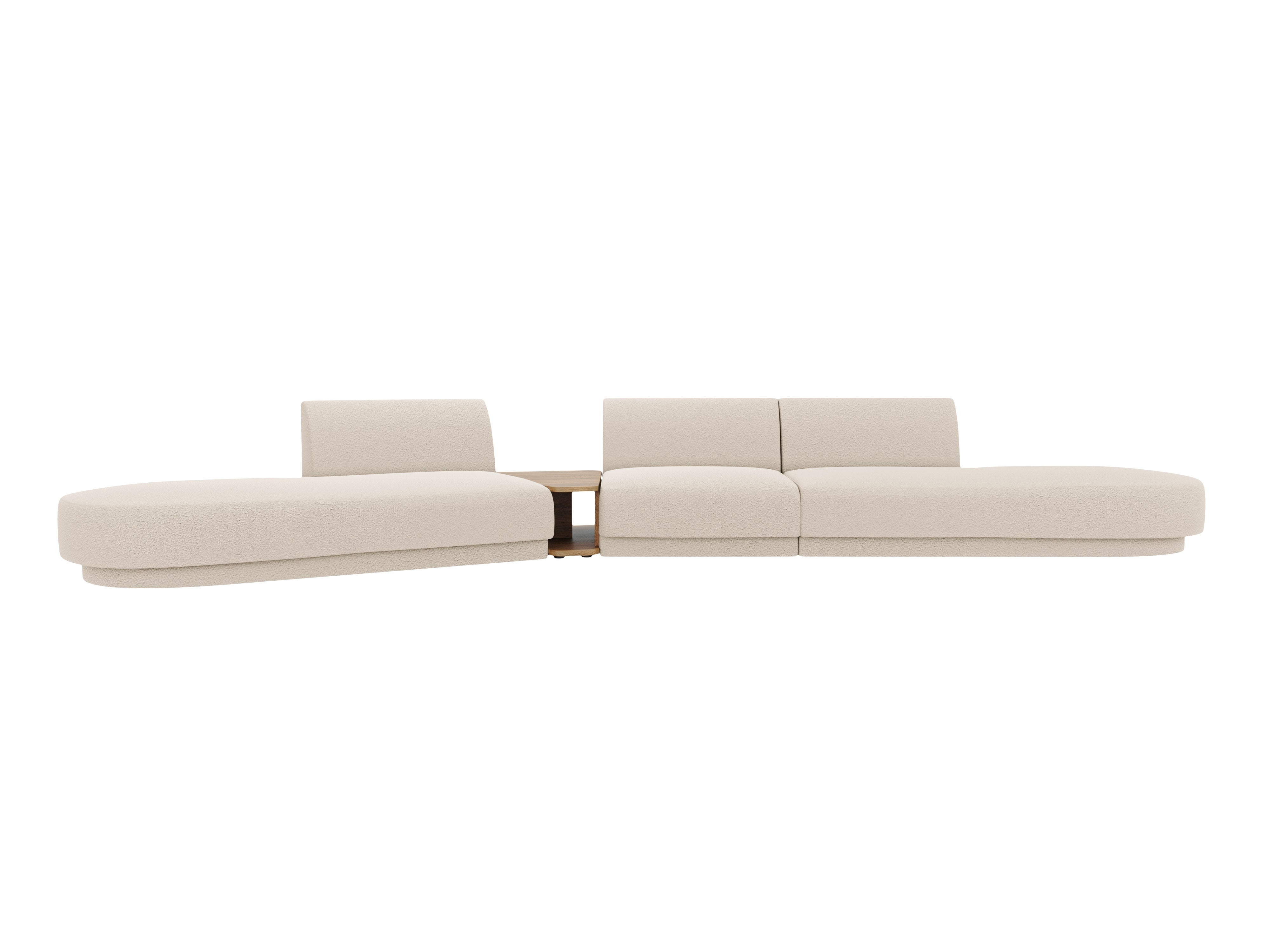 Modulares Sofa links mit Tisch für 5 Personen MILEY beige Boucle