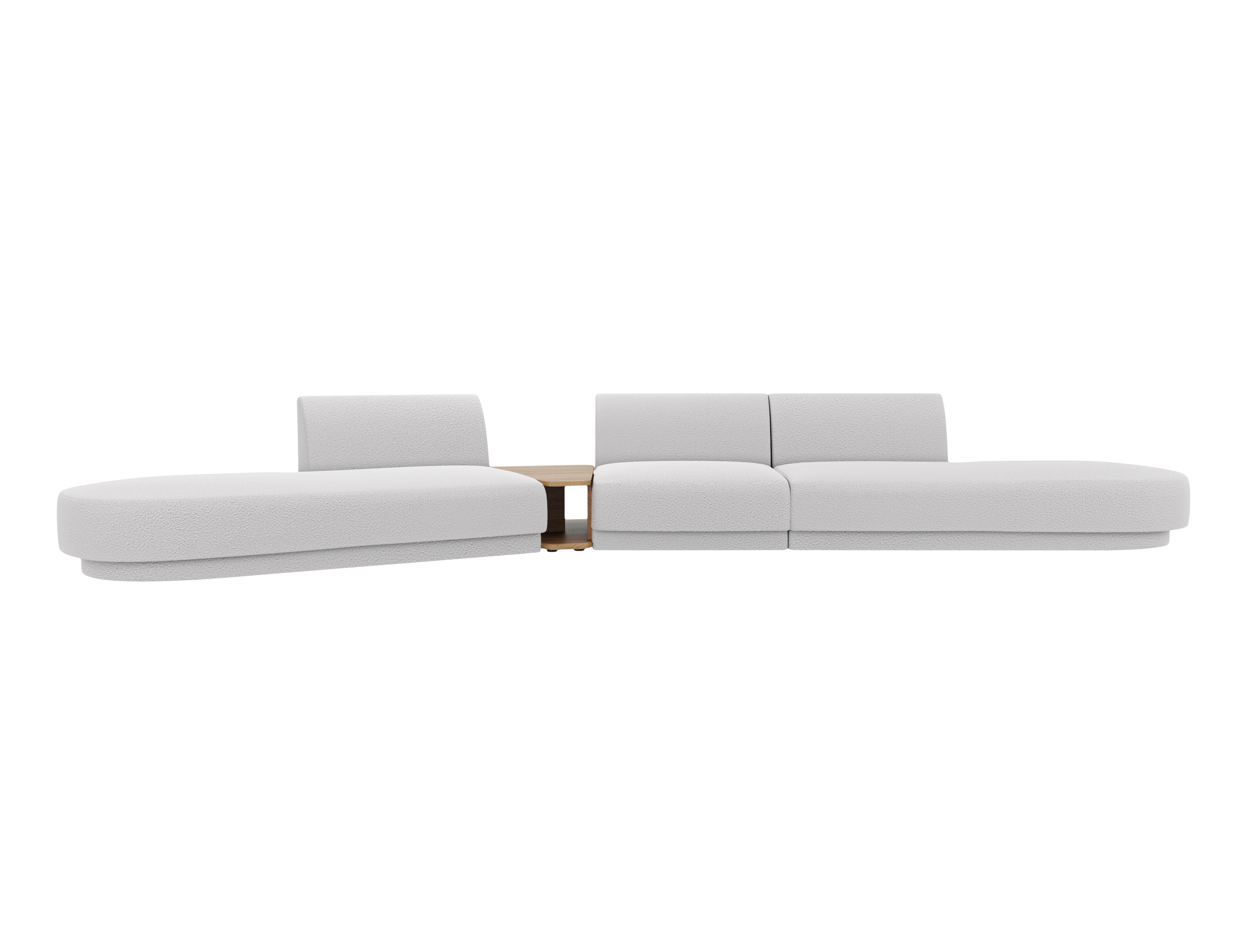 Modulares Sofa links mit Tisch für 5 Personen MILEY hellgrau Boucle