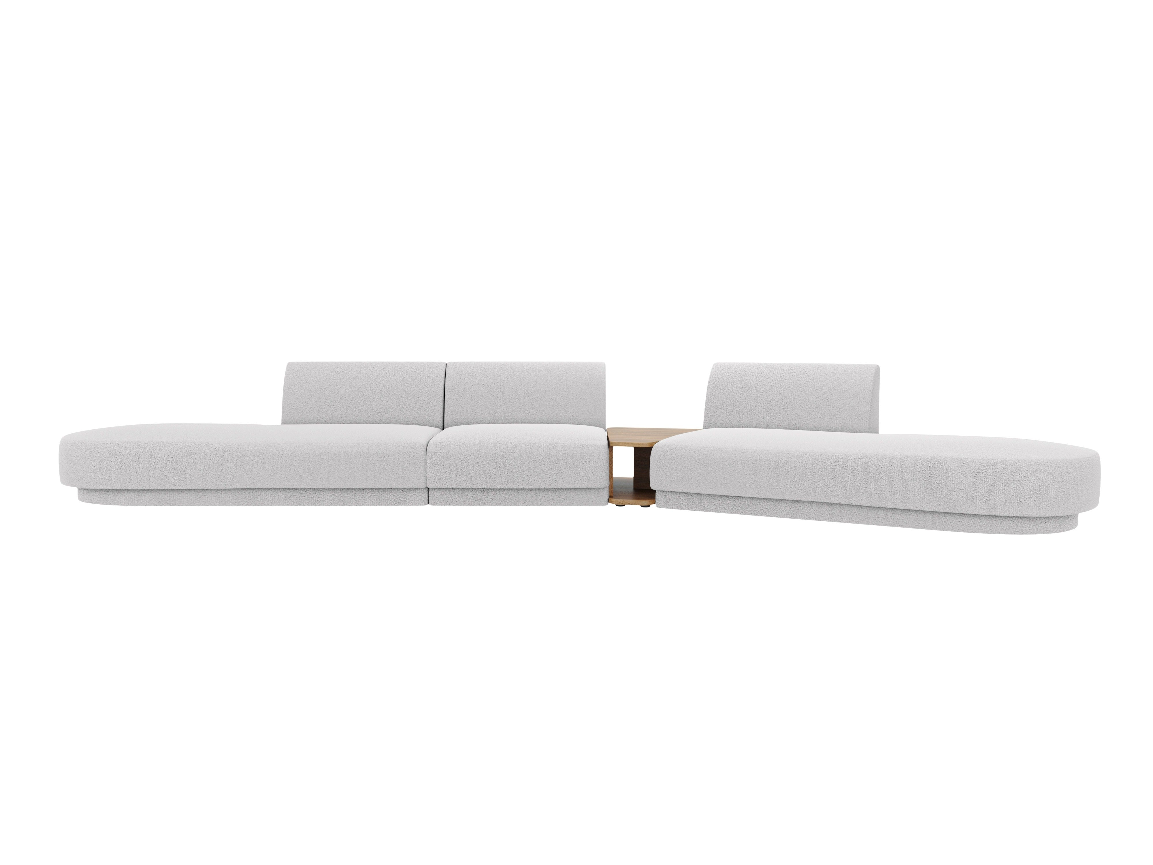 Modularsofa rechts mit Tisch für 5 Personen MILEY hellgrau Boucle