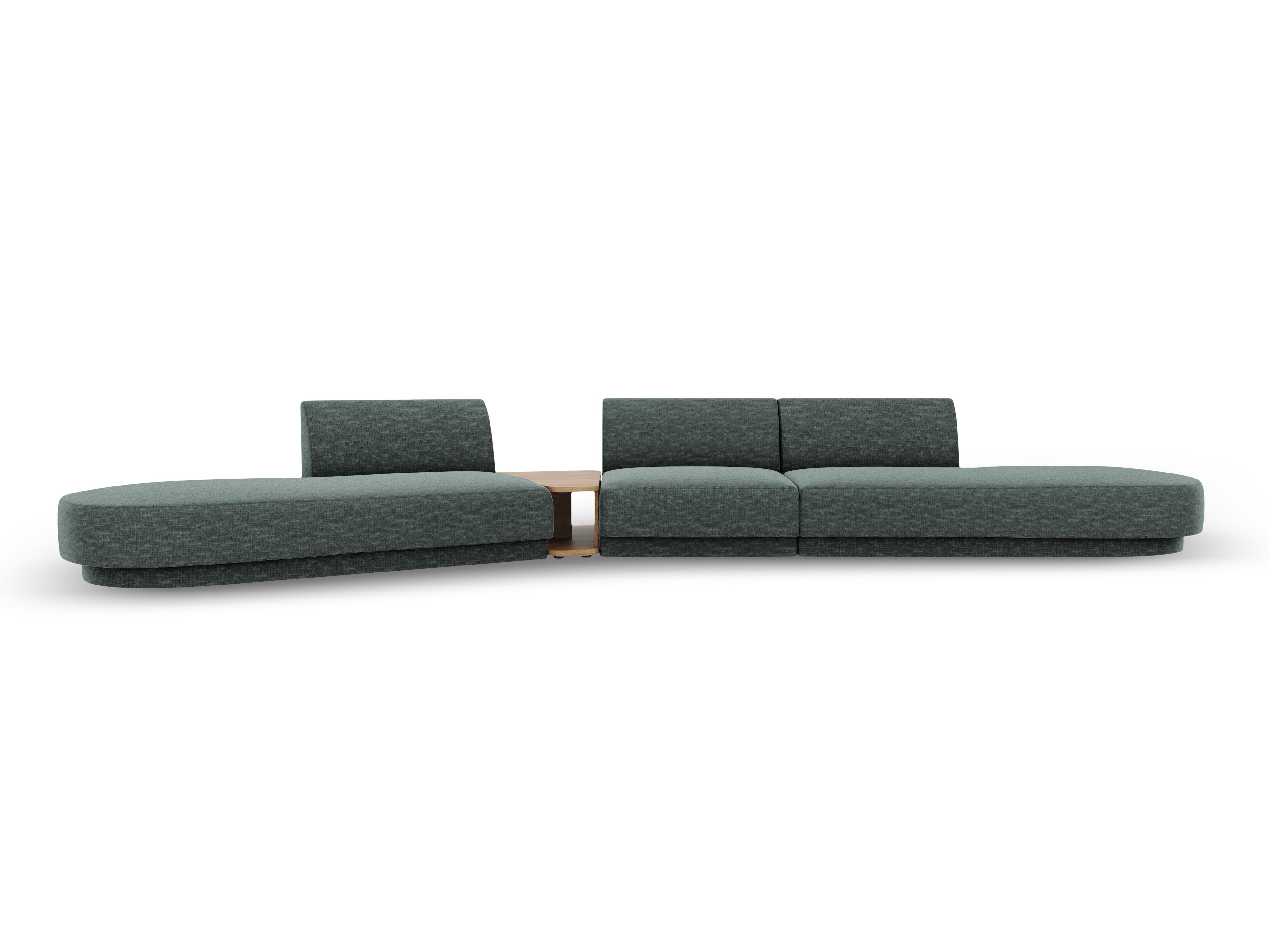 Modulares Sofa links mit Tisch für 5 Personen MILEY petrol samtig