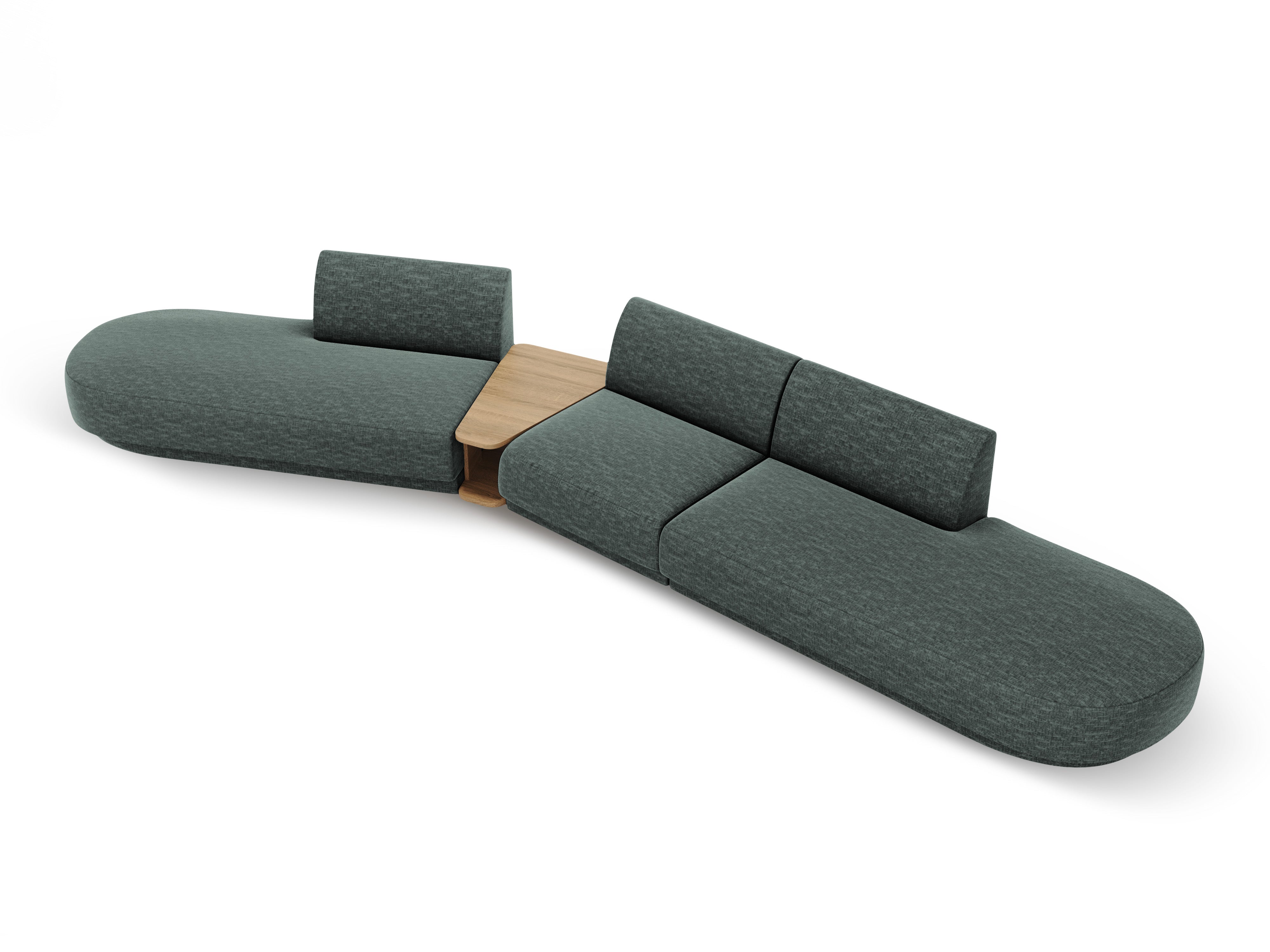 Modulares Sofa links mit Tisch für 5 Personen MILEY petrol samtig