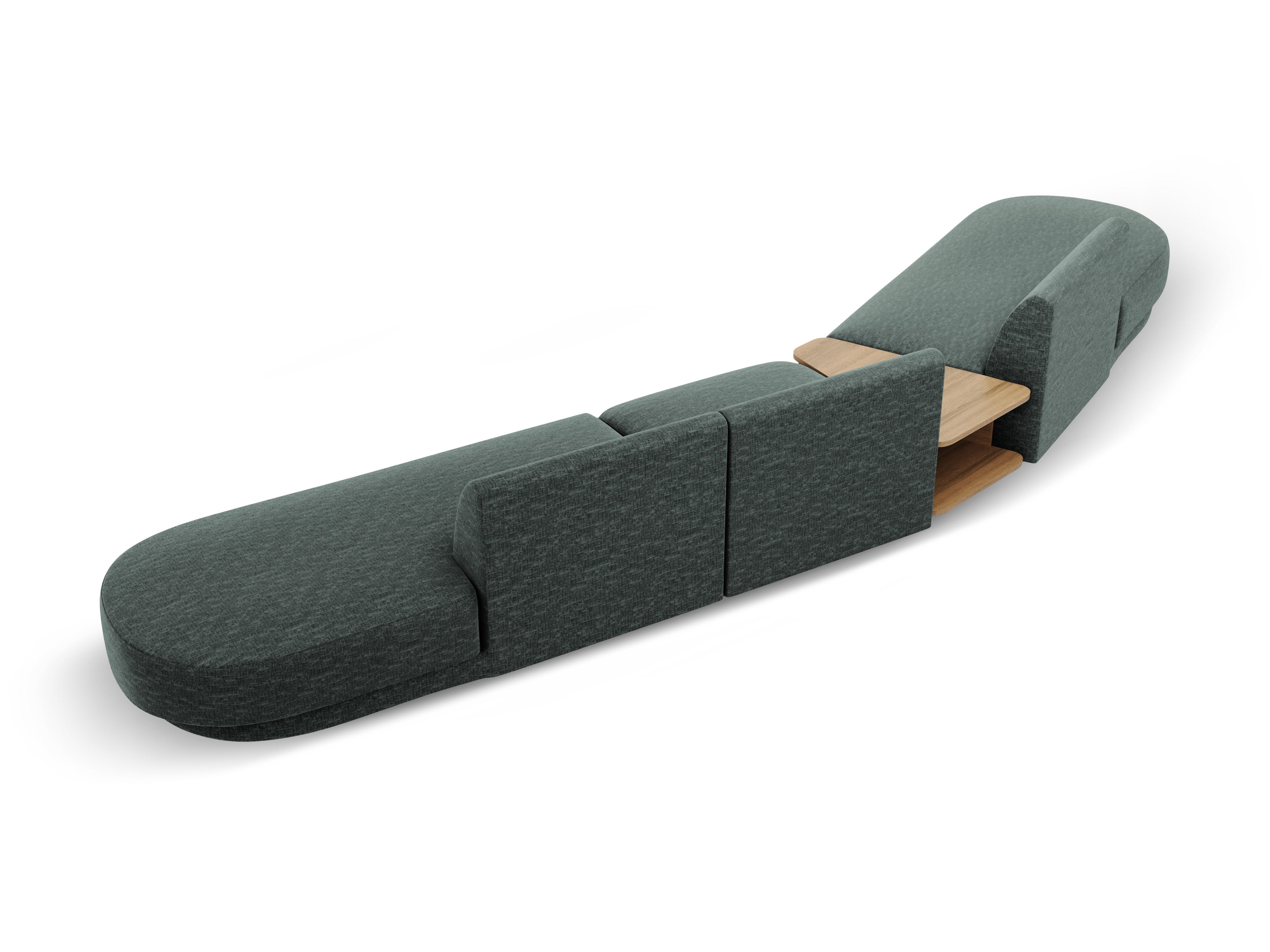 Modulares Sofa links mit Tisch für 5 Personen MILEY petrol samtig