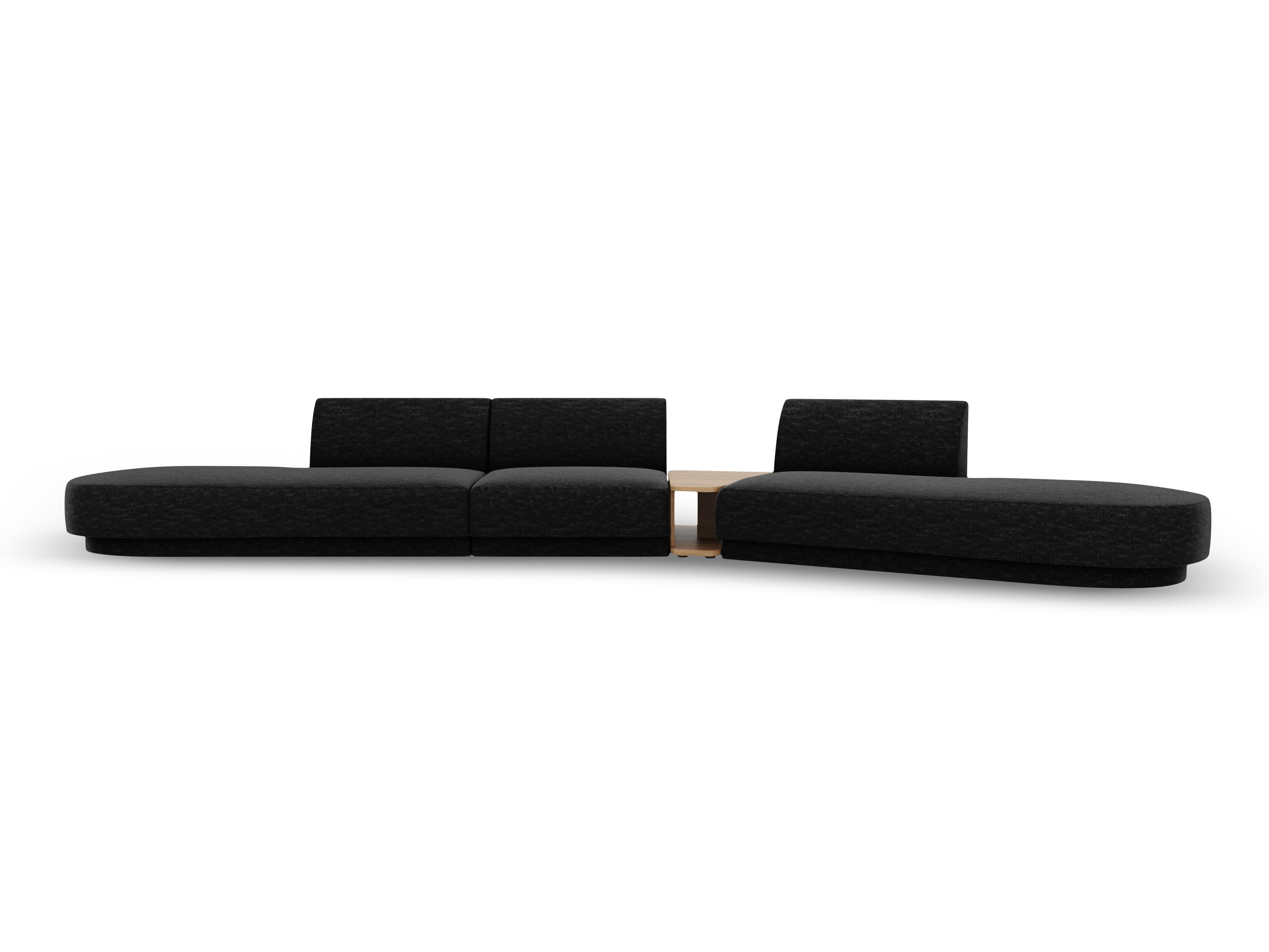 Modulares Sofa mit Tisch, 5-Sitzer MILEY, schwarzer schimmernder Chenille