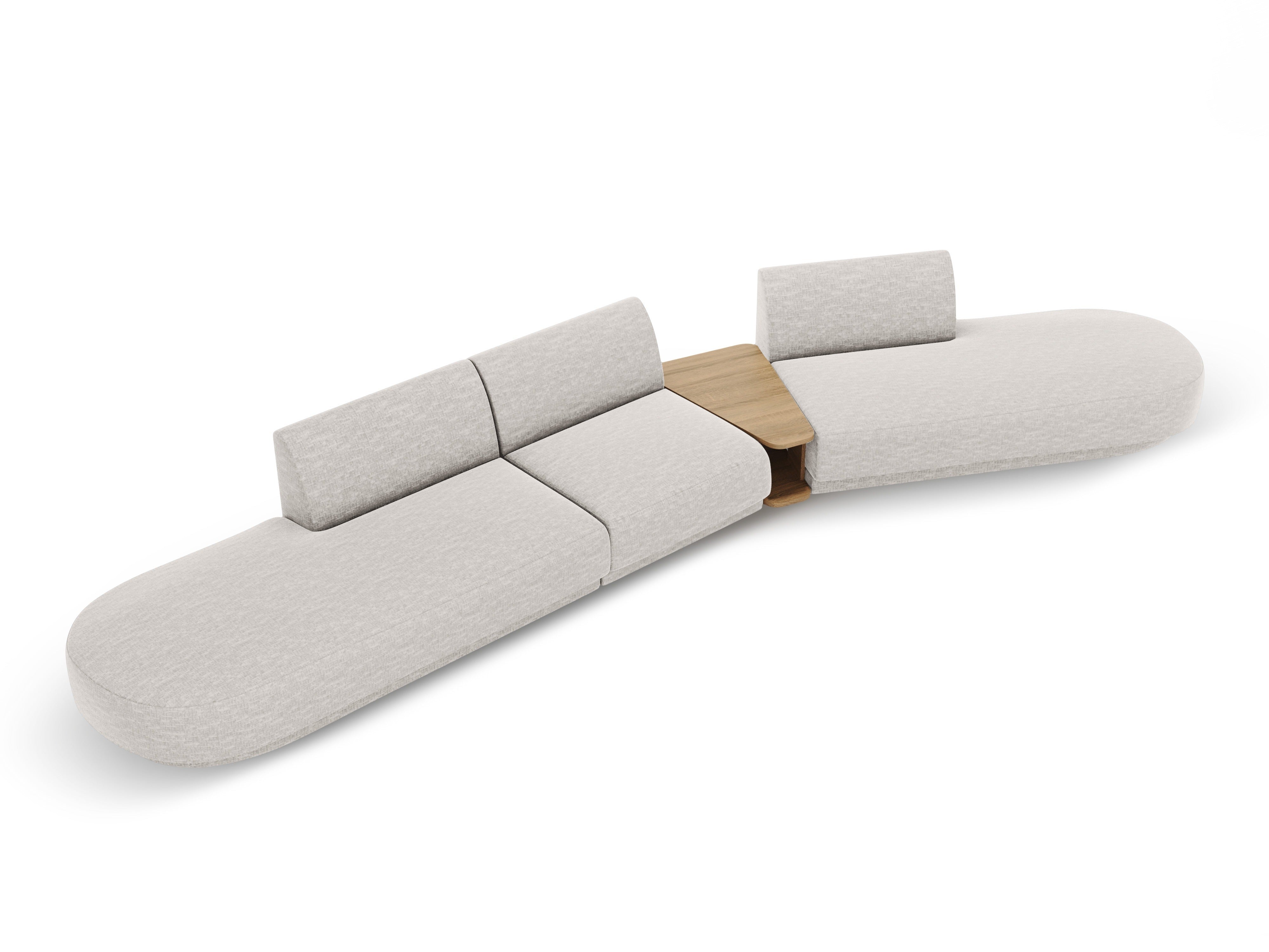 Right-facing modular sofa with table for 5 people MILEY gray chenille