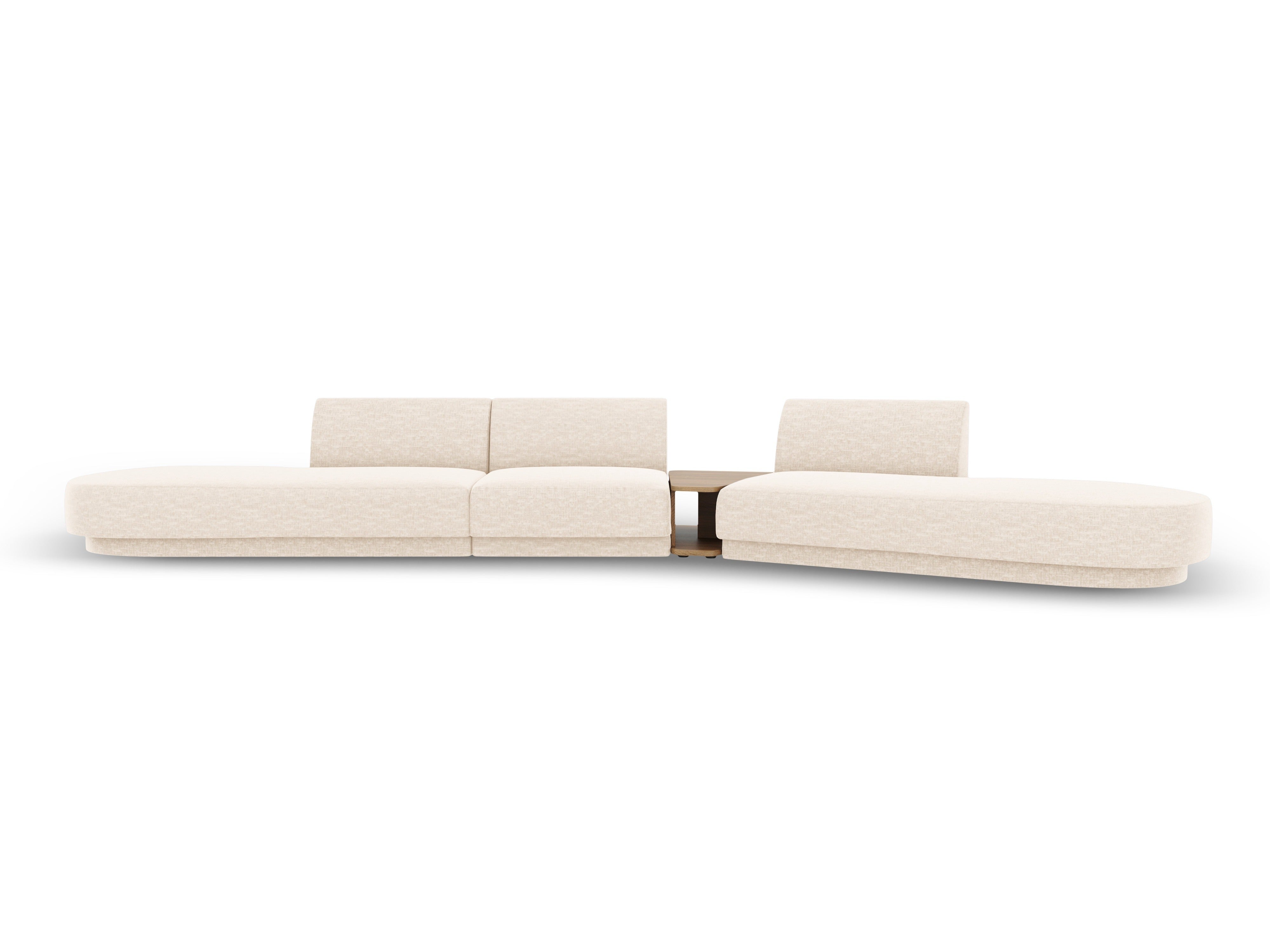 Right-facing modular sofa with table for 5 people MILEY ivory chenille