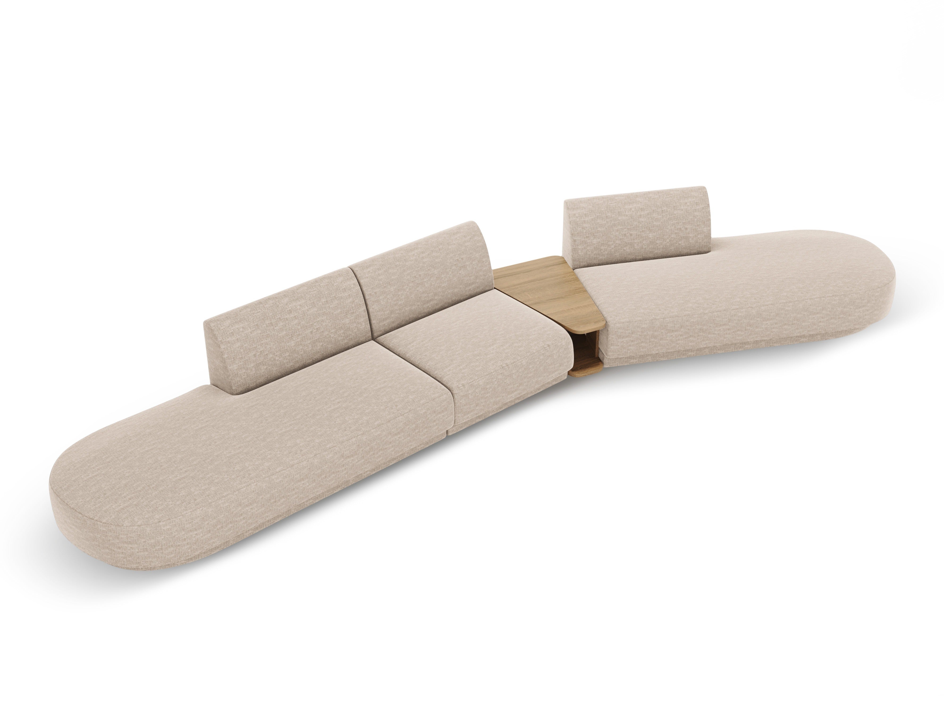 Modularsofa rechts mit Tisch für 5 Personen MILEY beige Chenille