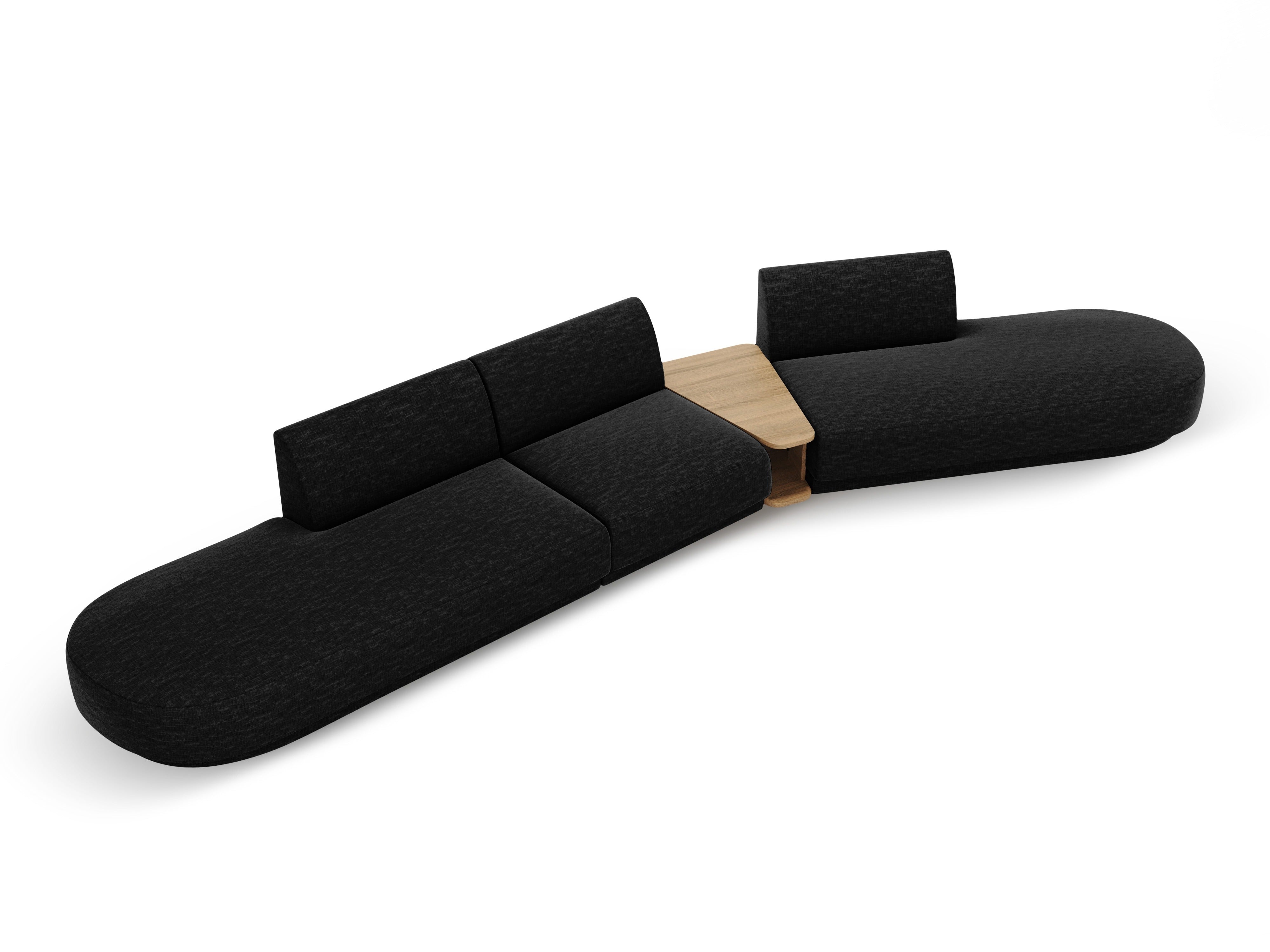 Right-facing modular sofa with table for 5 people MILEY black chenille