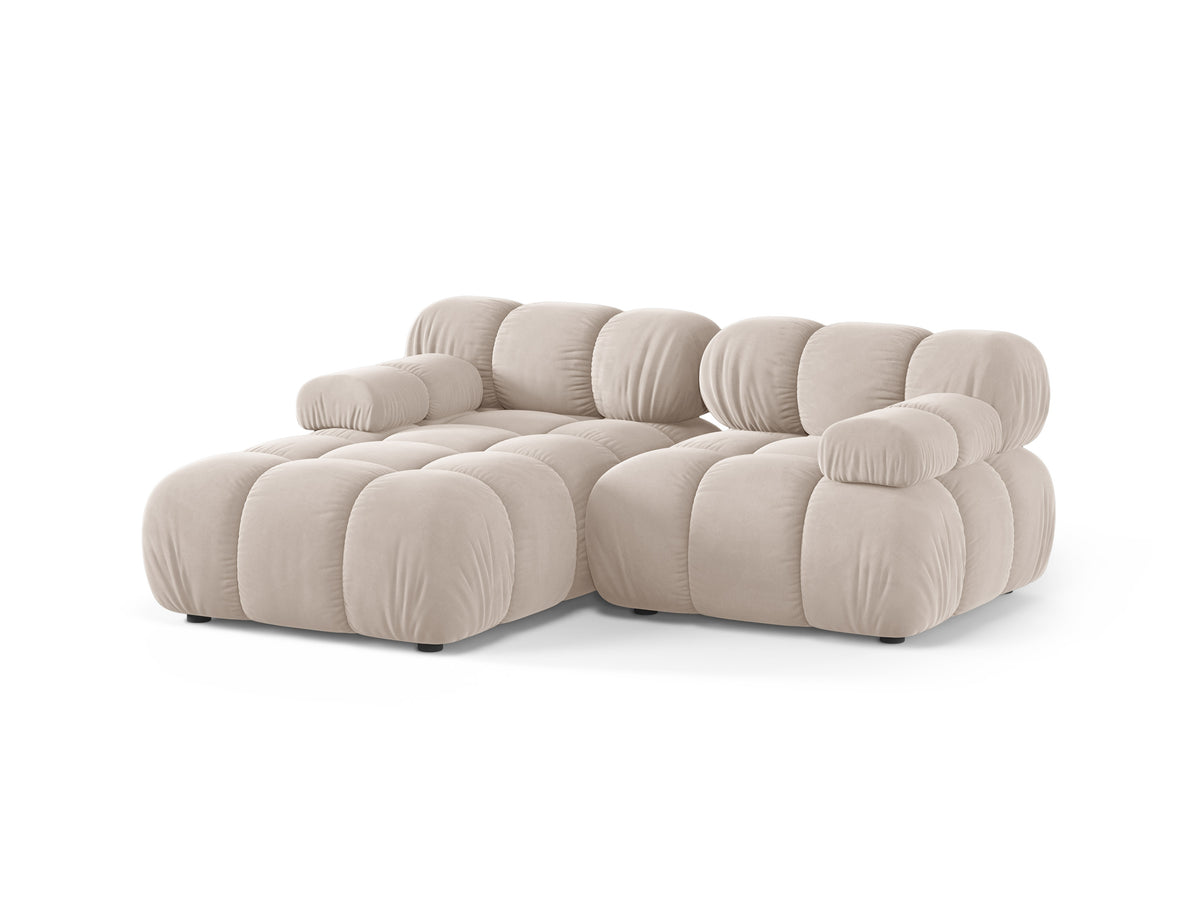 Left-facing 2-seater corner sofa BELLIS in light beige velvet