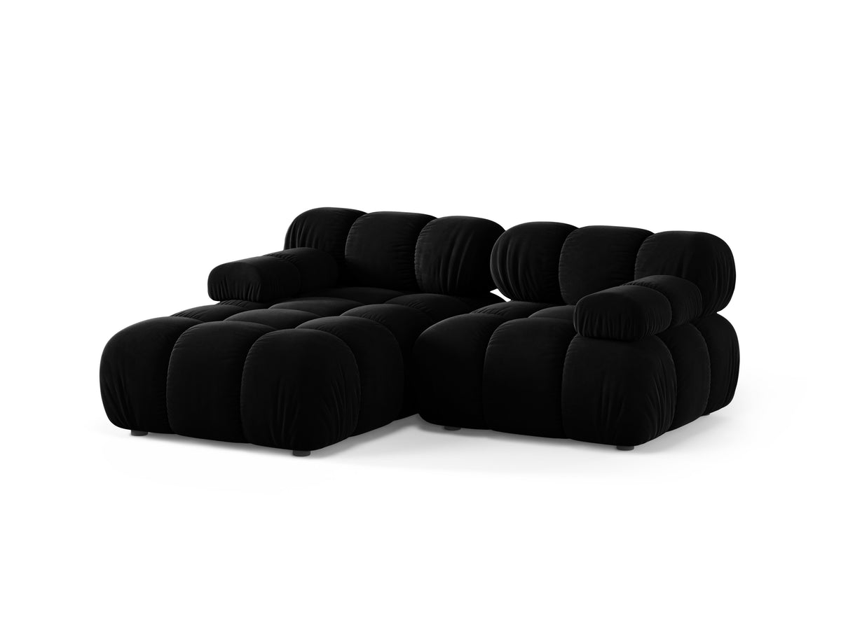 Left-facing 2-seater corner sofa BELLIS in black velvet