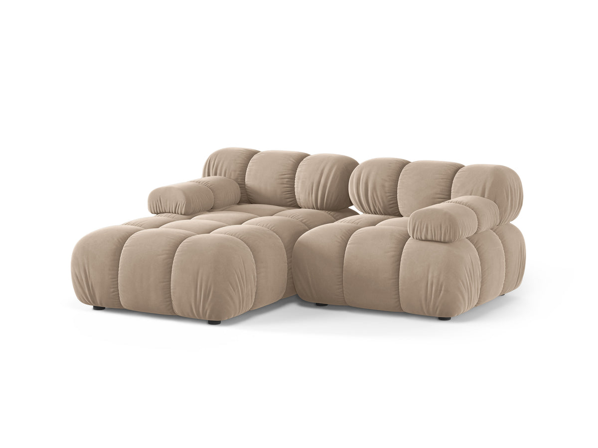 Left-facing 2-seater sofa BELLIS in beige velvet