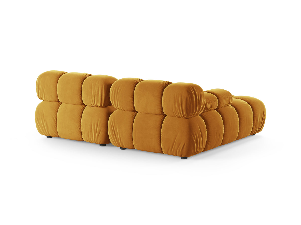 Left-facing 2-seater corner sofa BELLIS in mustard velvet