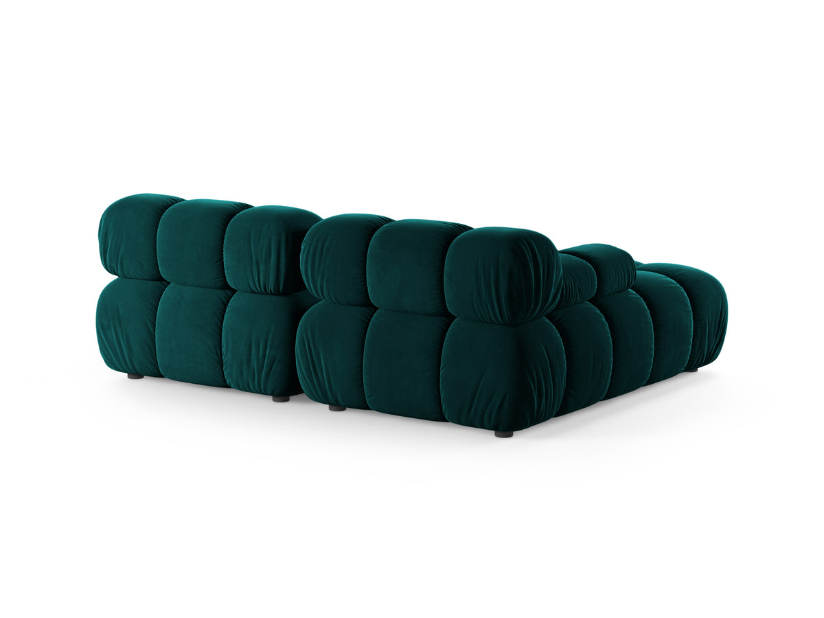 Left-facing 2-seater corner sofa BELLIS in deep petrol velvet