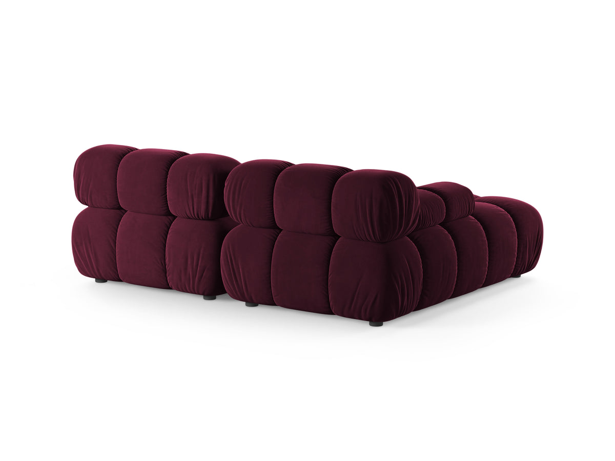 Left-facing 2-seater corner sofa BELLIS in burgundy velvet