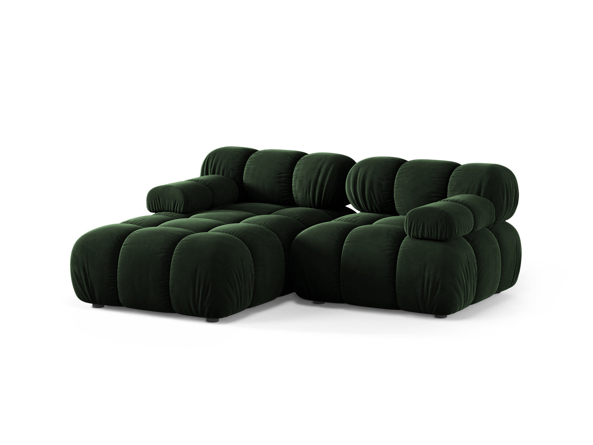 Left-facing 2-seater corner sofa BELLIS in bottle green velvet