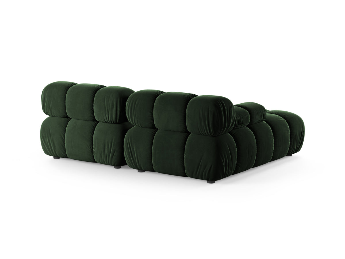 Left-facing 2-seater corner sofa BELLIS in bottle green velvet