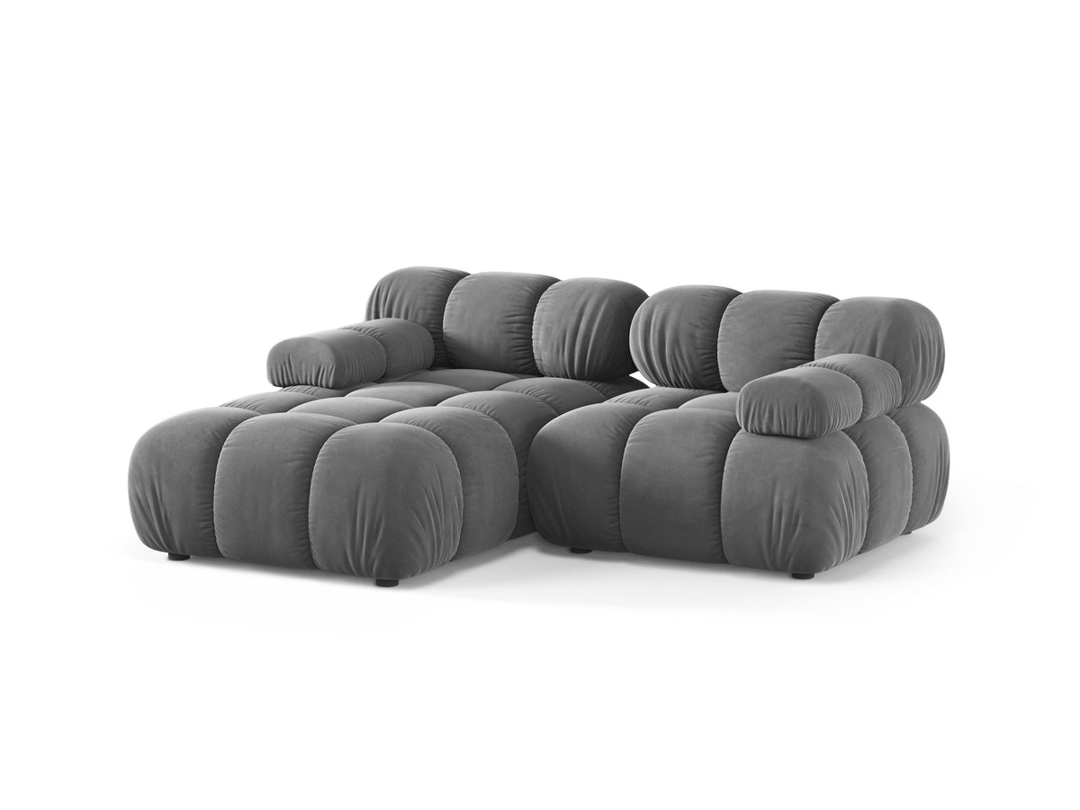 Left-facing 2-seater corner sofa BELLIS in gray velvet