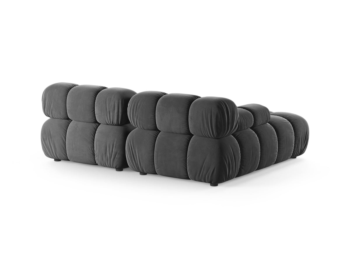 Left-facing 2-seater corner sofa BELLIS in dark gray velvet