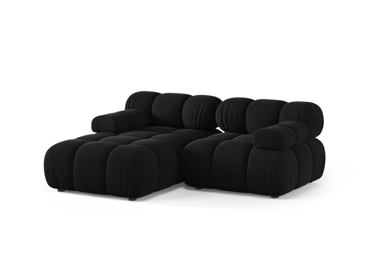 Black velvet left-facing two-seater sofa BELLIS