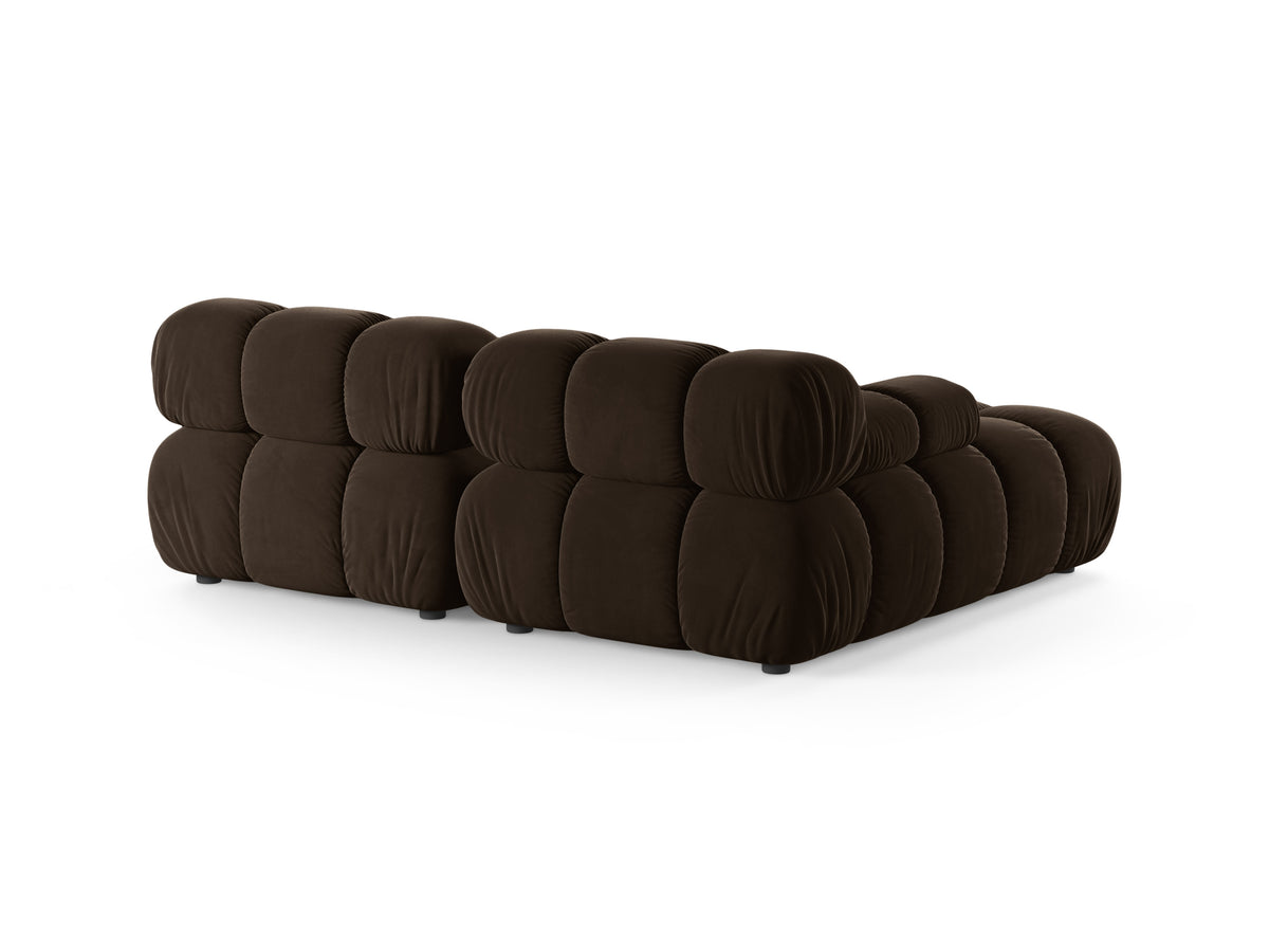 Chocolate Left-Handed Velvet 2-Seater Sofa BELLIS
