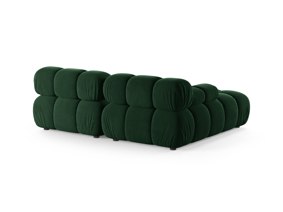 Velvet corner sofa for two, left-facing, BELLIS in bottle green.