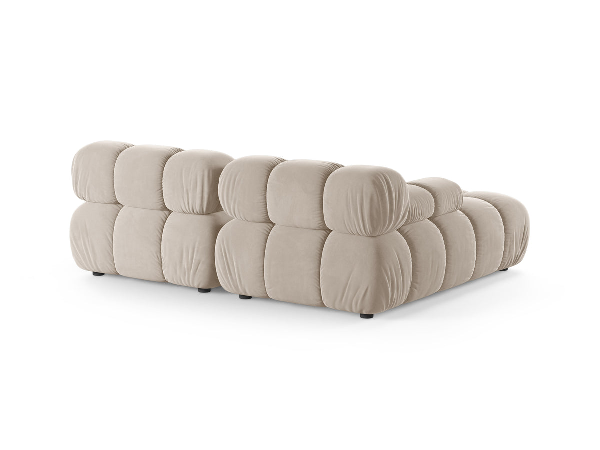 Velvet corner sofa for two, left-facing, BELLIS in beige.