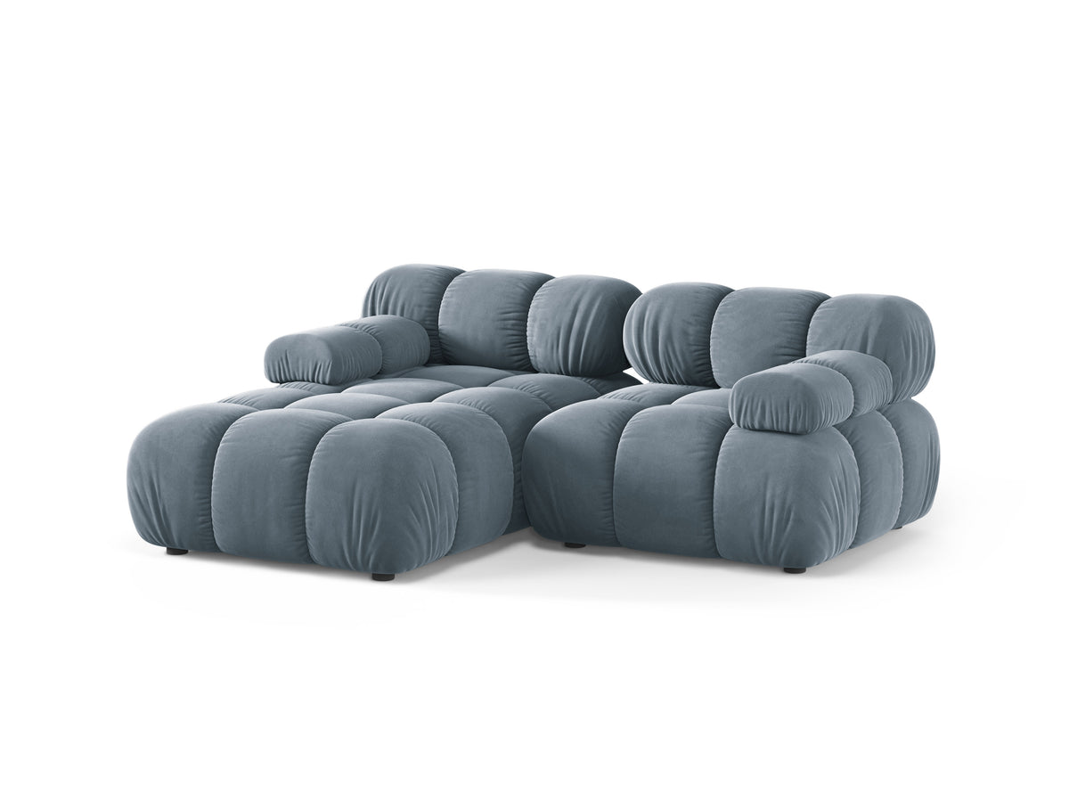 Blue velvet left-facing two-seater sofa BELLIS