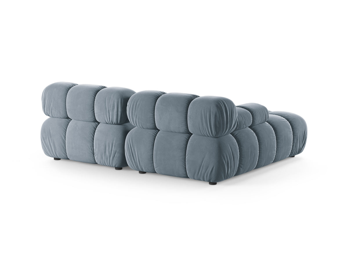 Blue velvet left-facing two-seater sofa BELLIS