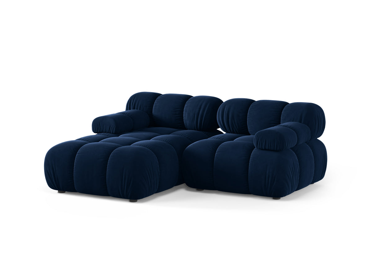 Left-facing velvet 2-seater sofa BELLIS in royal blue