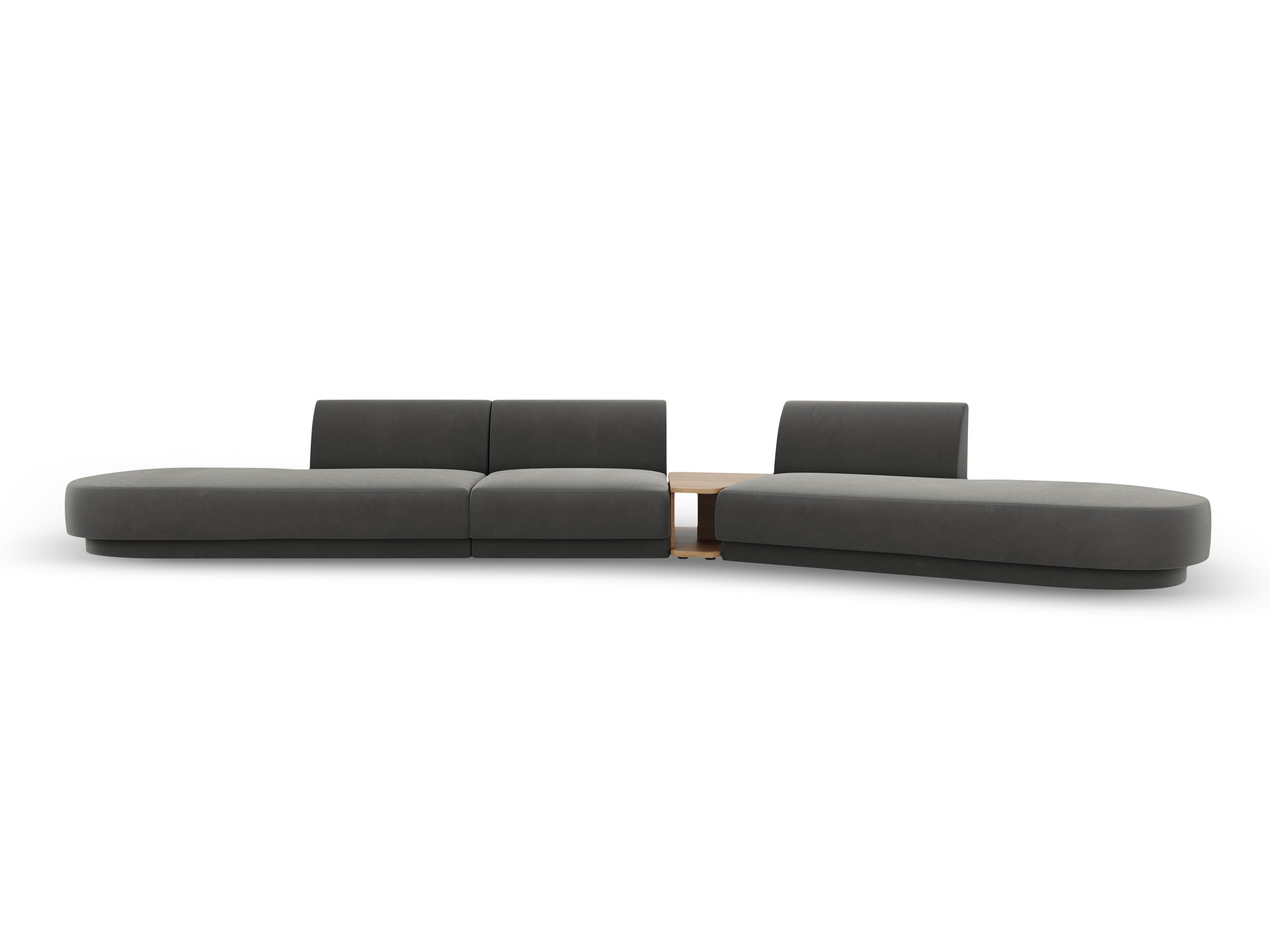 Modularsofa mit Tisch, 5-sitzig, samt MILEY, hellgrau, rechtsseitig