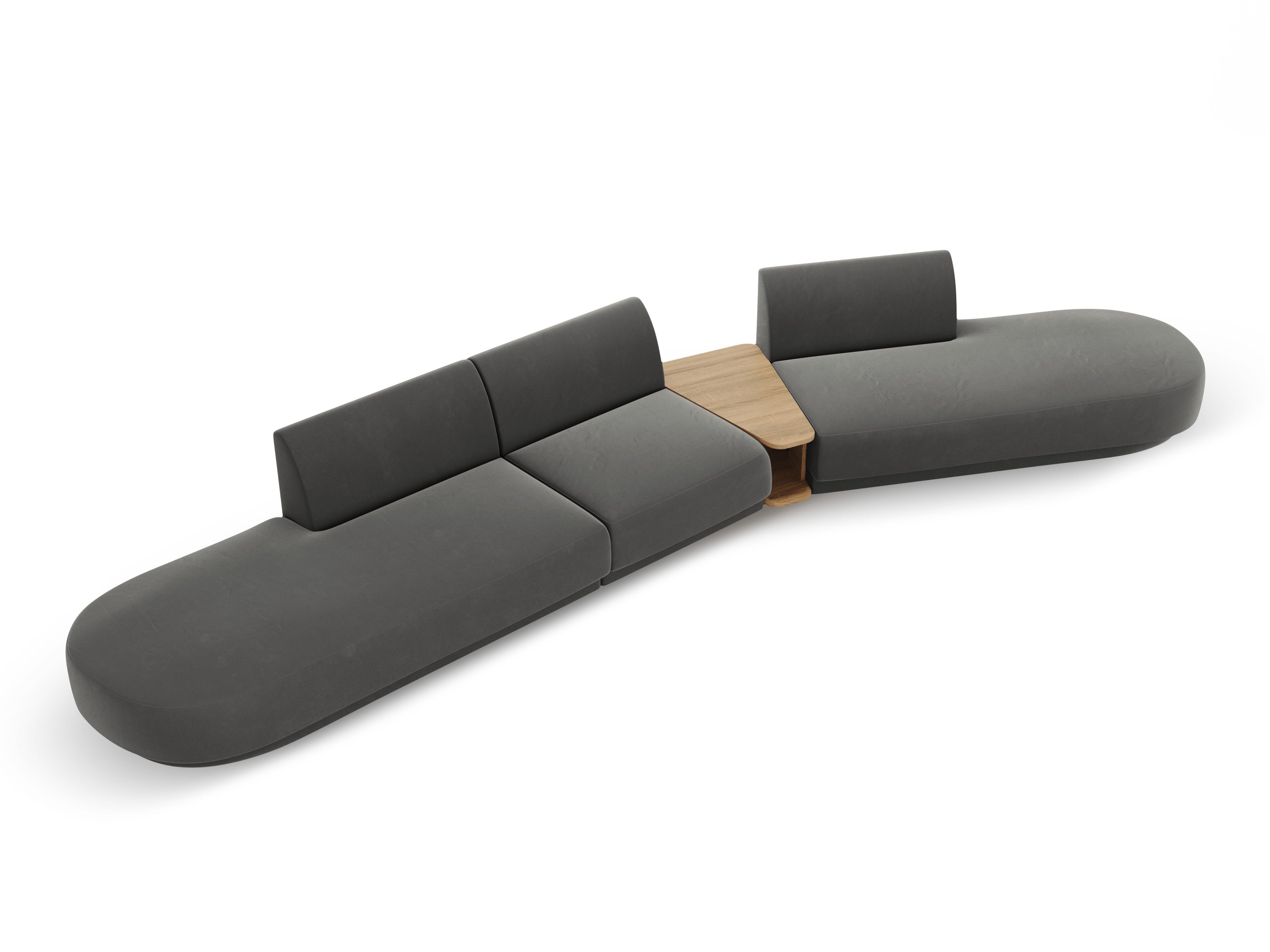 Modularsofa mit Tisch, 5-sitzig, samt MILEY, hellgrau, rechtsseitig
