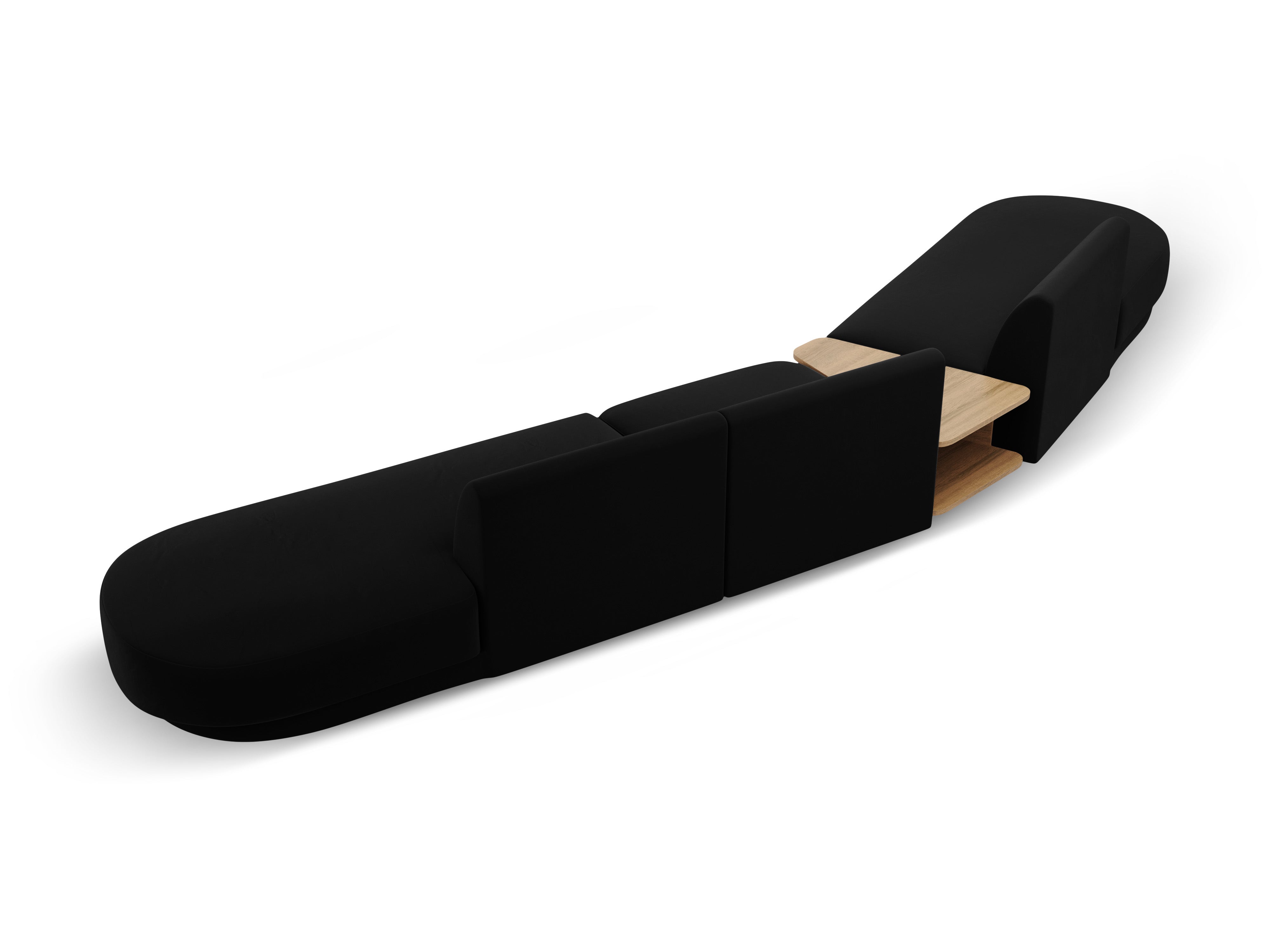Modulares Sofa links mit Tisch für 5 Personen aus Samt MILEY schwarz