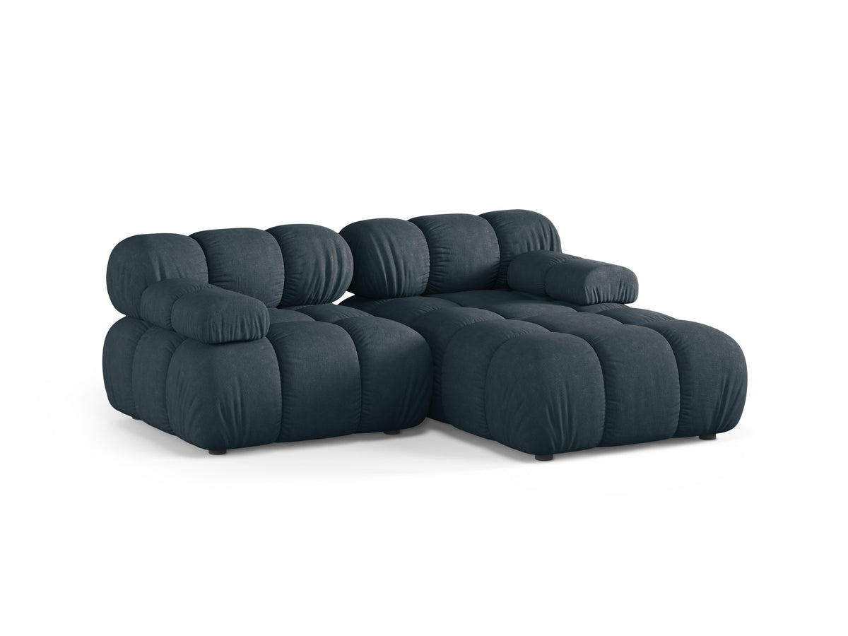 Right-facing 2-seater corner sofa BELLIS in deep petrol.