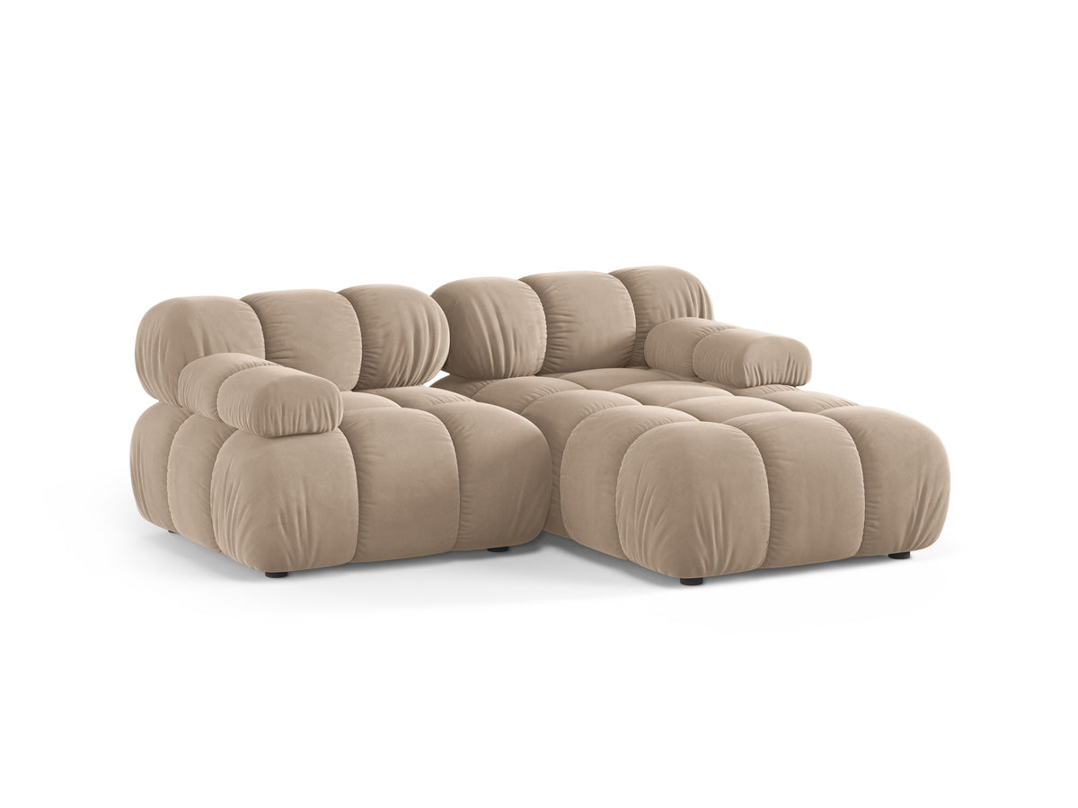 Right-facing 2-seater corner sofa BELLIS in beige velvet