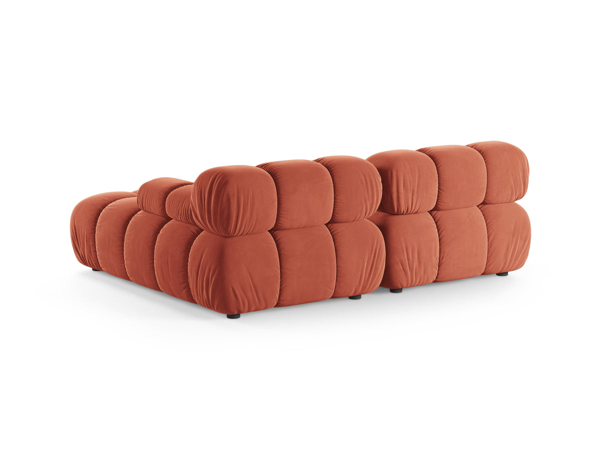 Right-facing 2-seater corner sofa BELLIS in coral velvet