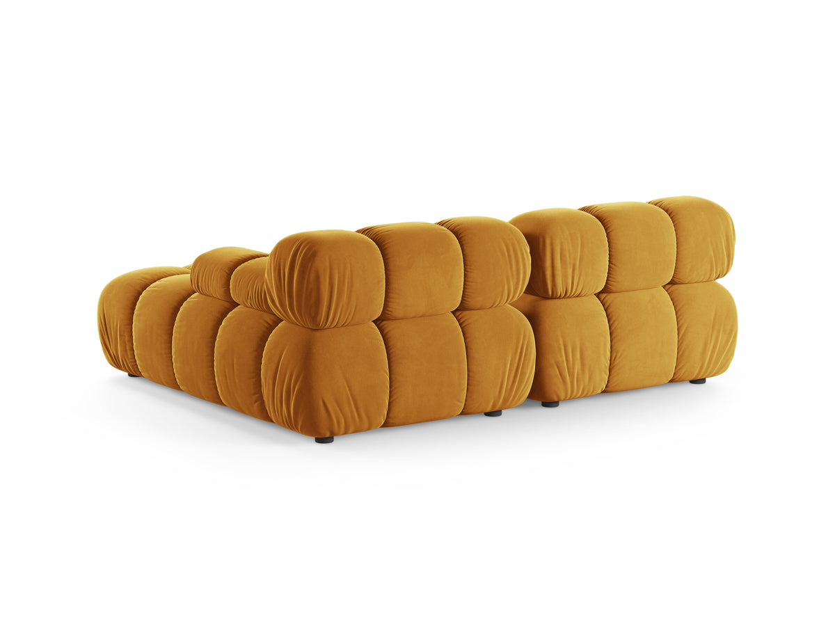 Right-facing 2-seater corner sofa BELLIS in mustard velvet