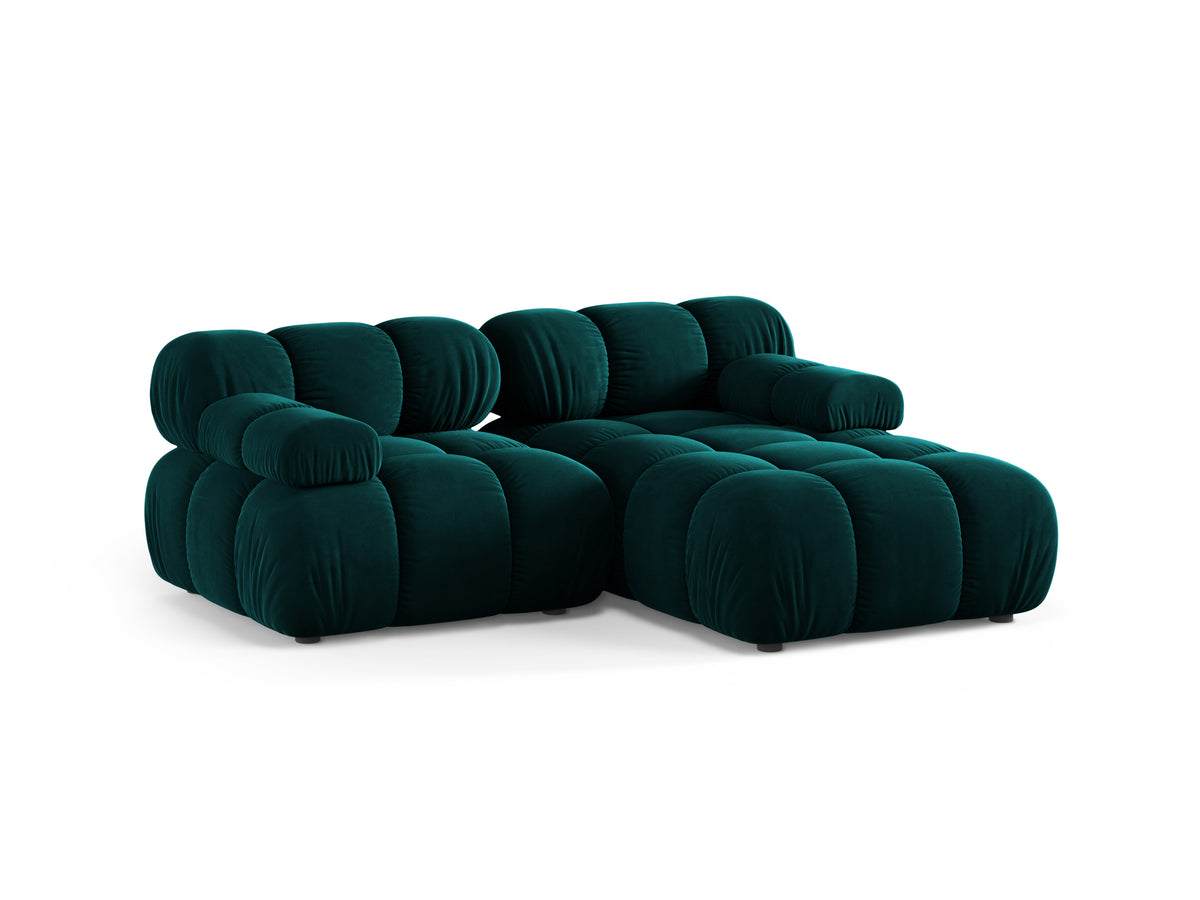 Right-facing 2-seater corner sofa BELLIS in deep petrol velvet
