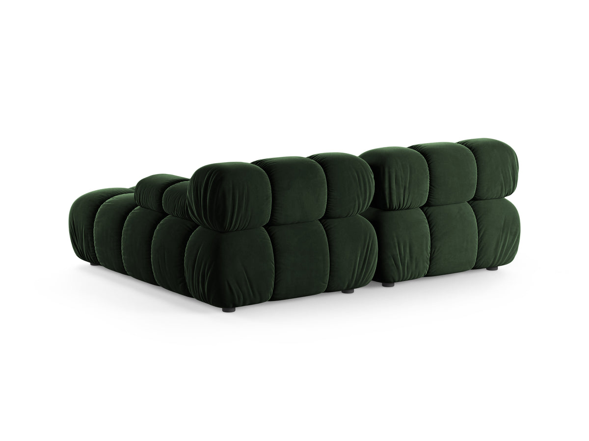 Right-facing 2-seater corner sofa BELLIS in bottle green velvet