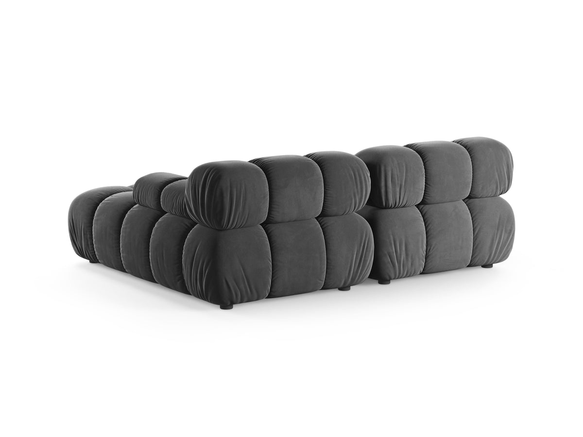 Right-facing 2-seater corner sofa BELLIS in dark gray velvet