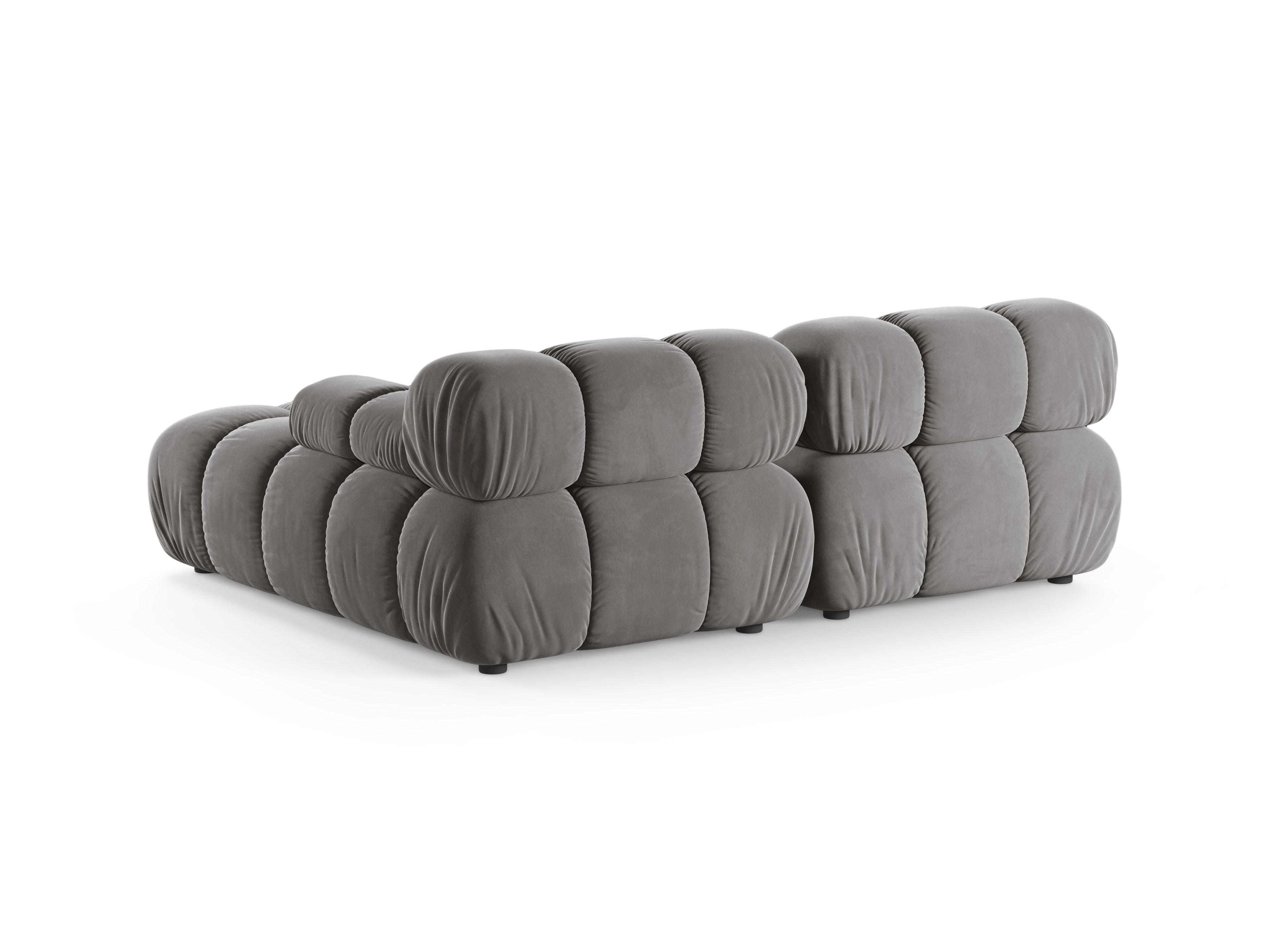Gray velvet right-facing two-seater sofa BELLIS