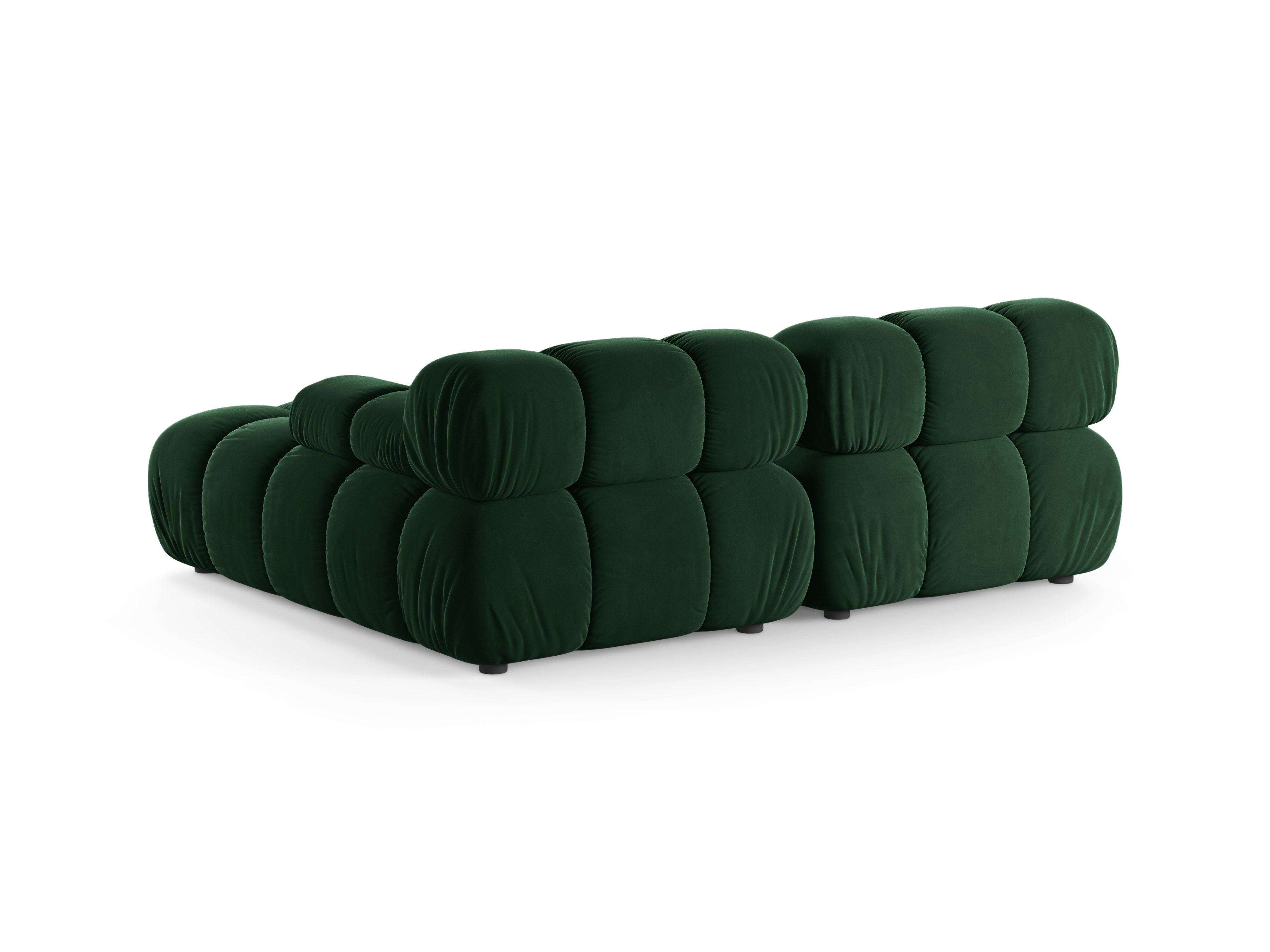 Velvet corner sofa for two, right-facing, BELLIS in bottle green.
