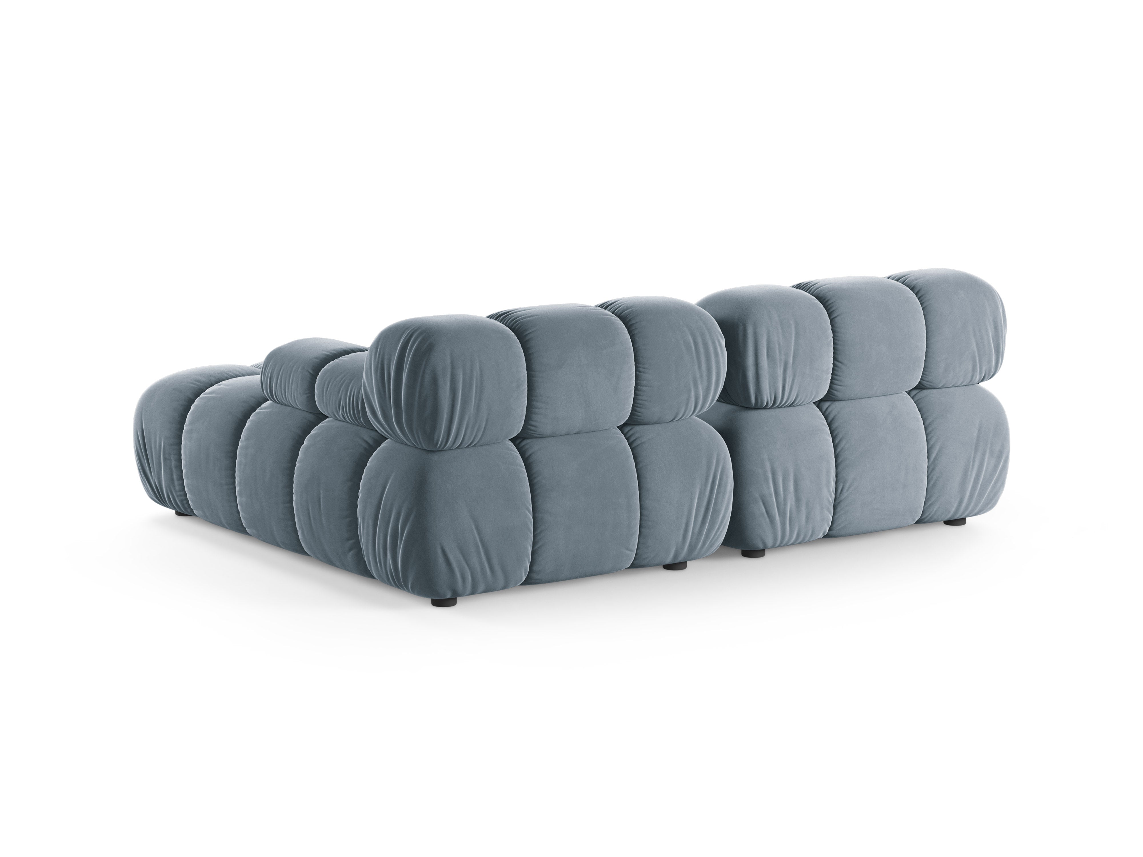 Blue velvet right-facing two-seater sofa BELLIS