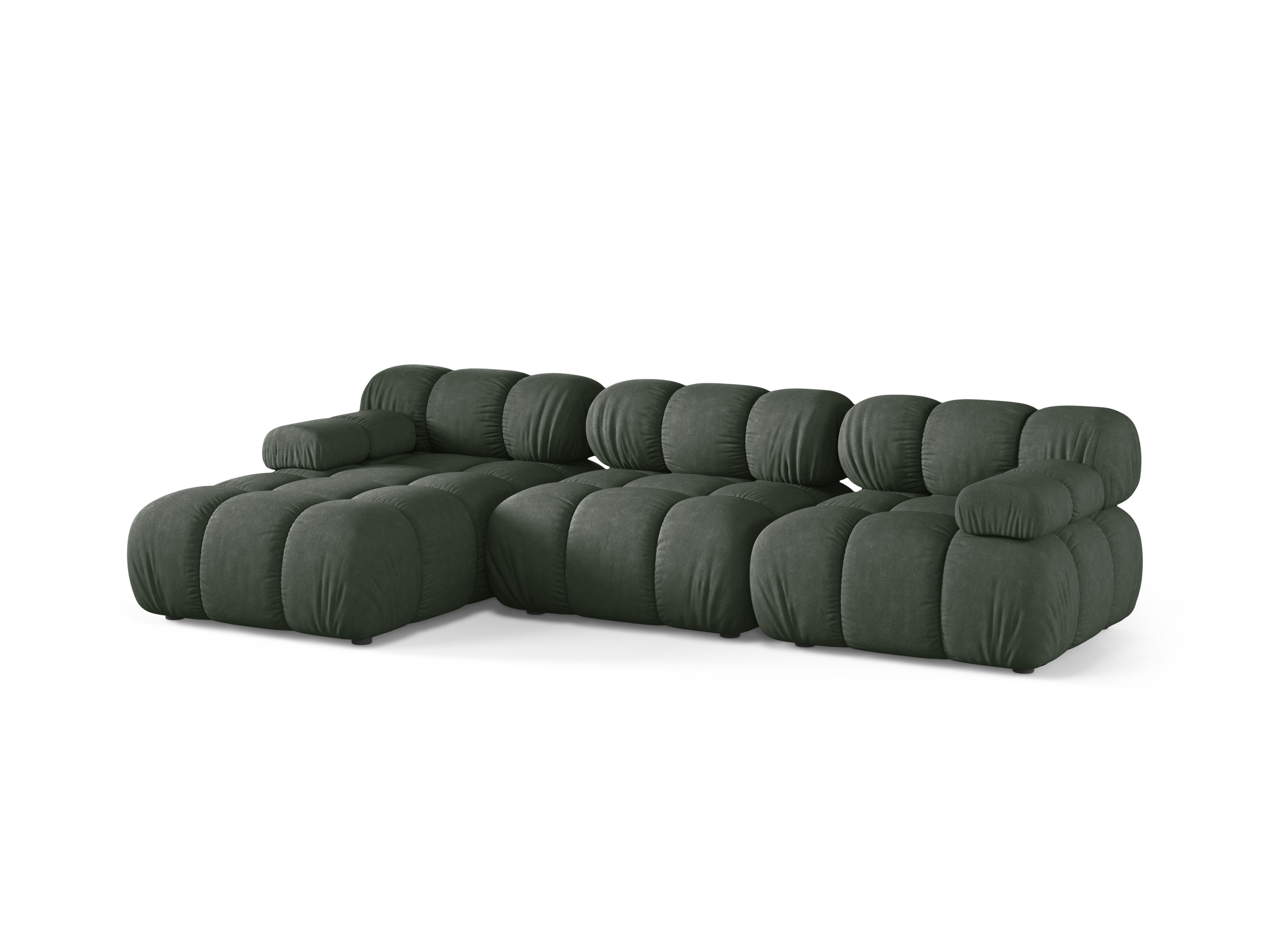 Narożnik 3-osobowy lewostronny BELLIS ciemnozielony