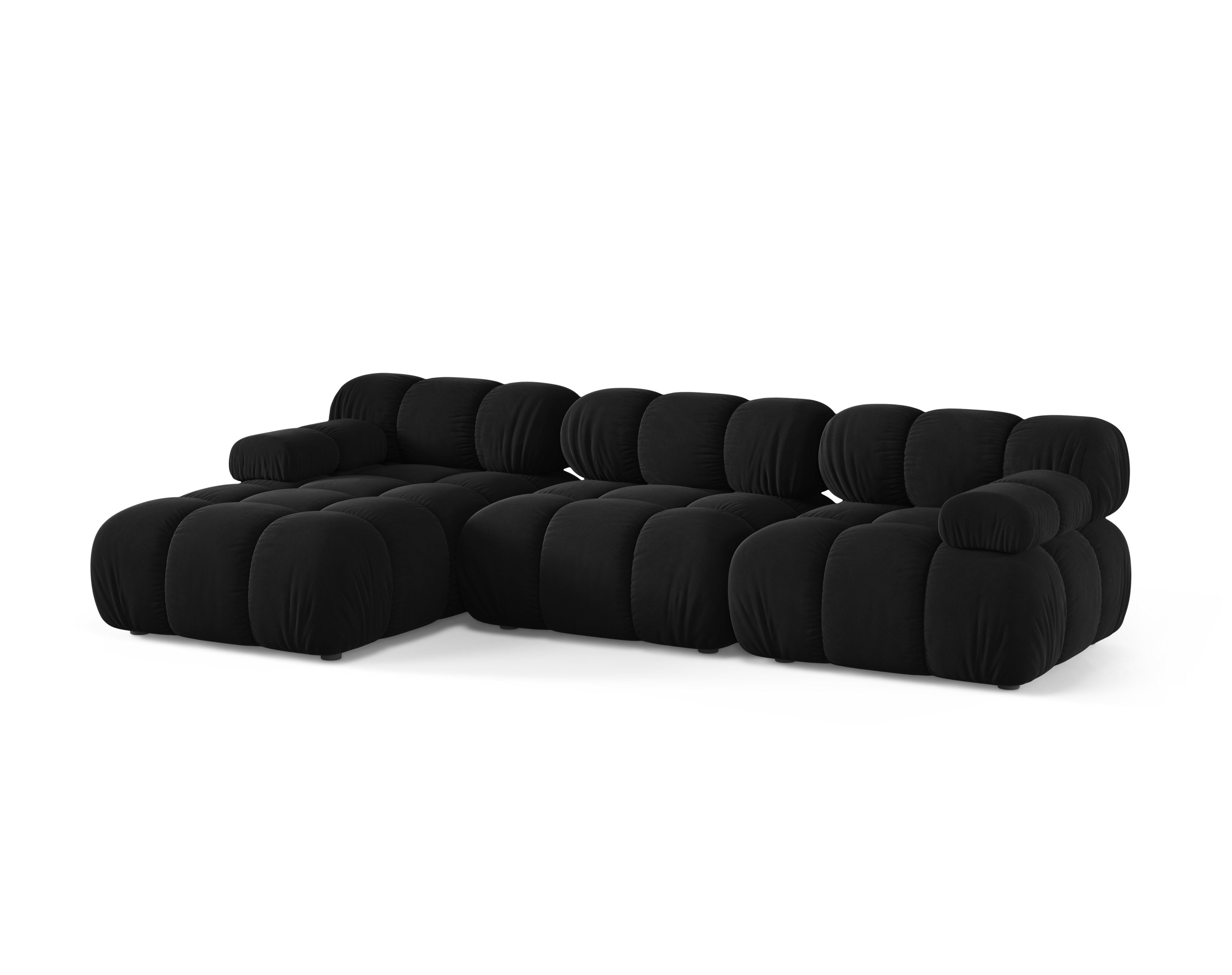 Black velvet 3-seater left-facing sofa BELLIS