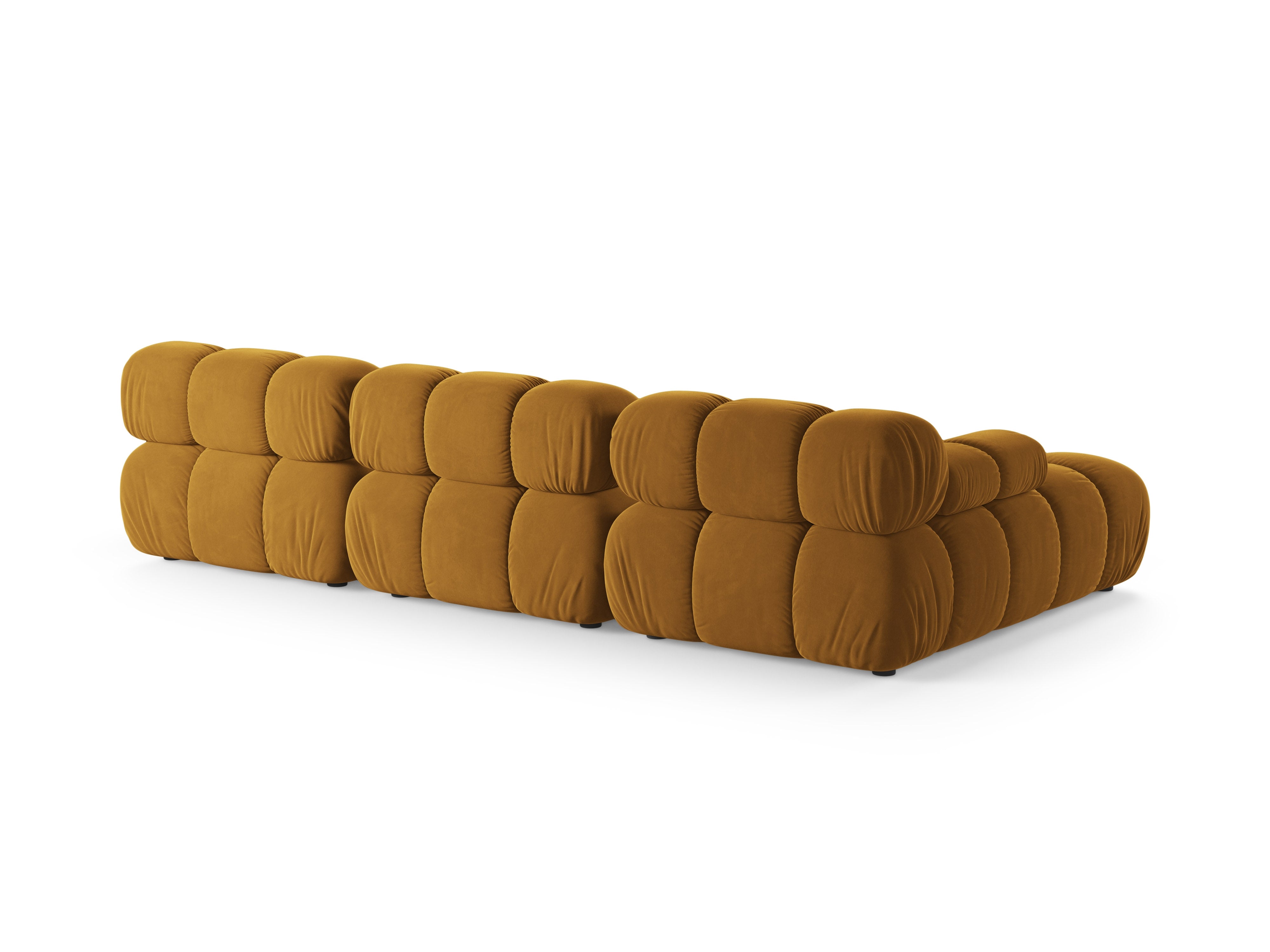 Mustard Velvet 3-Seater Left Corner Sofa BELLIS